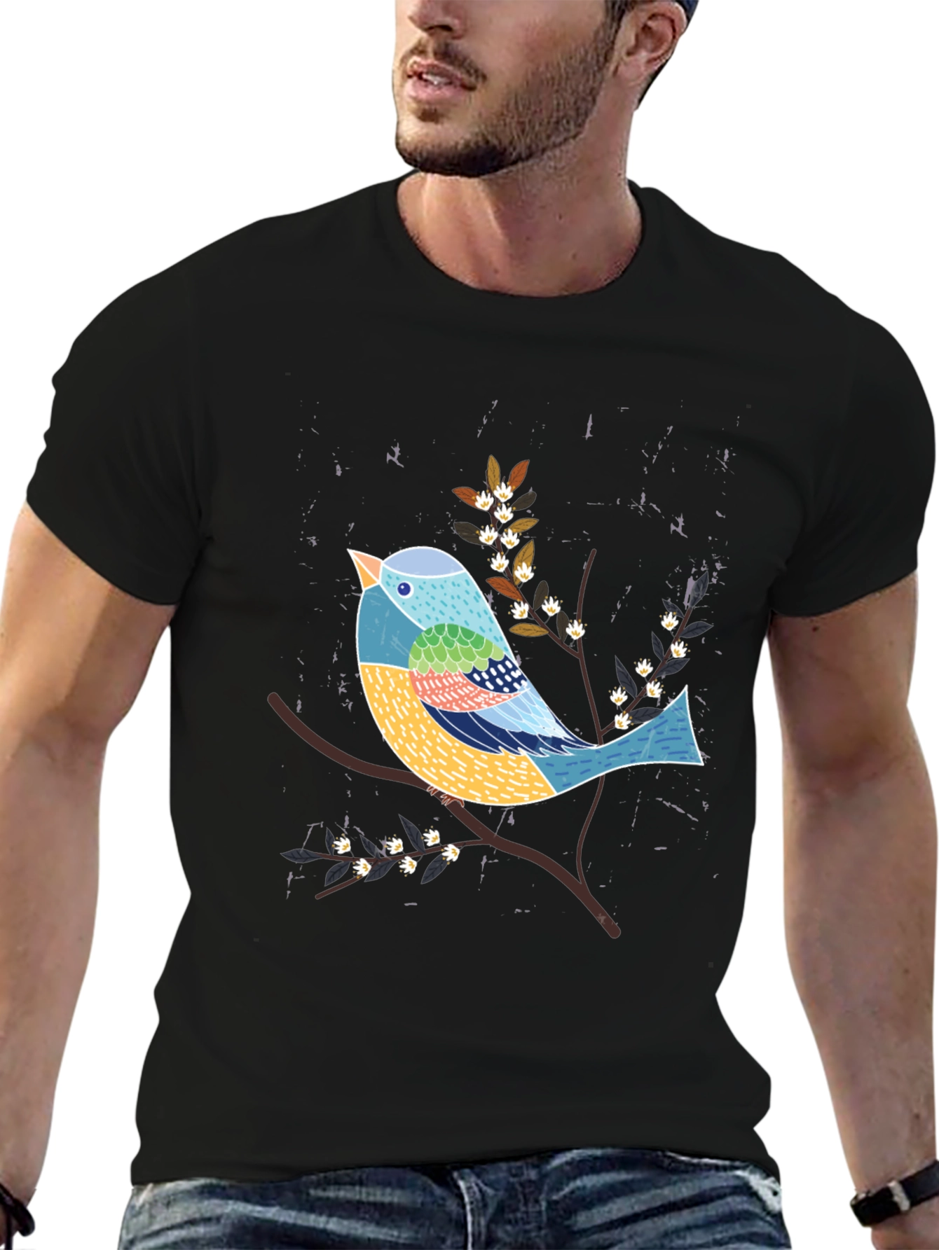 Artistic Bird Graphic Tee - Nature Inspired T-Shirt