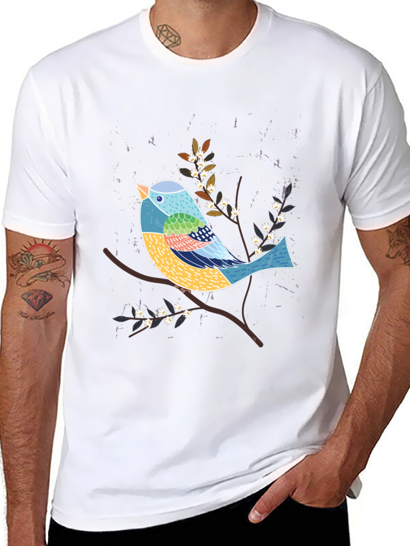 Artistic Bird Graphic Tee - Nature Inspired T-Shirt