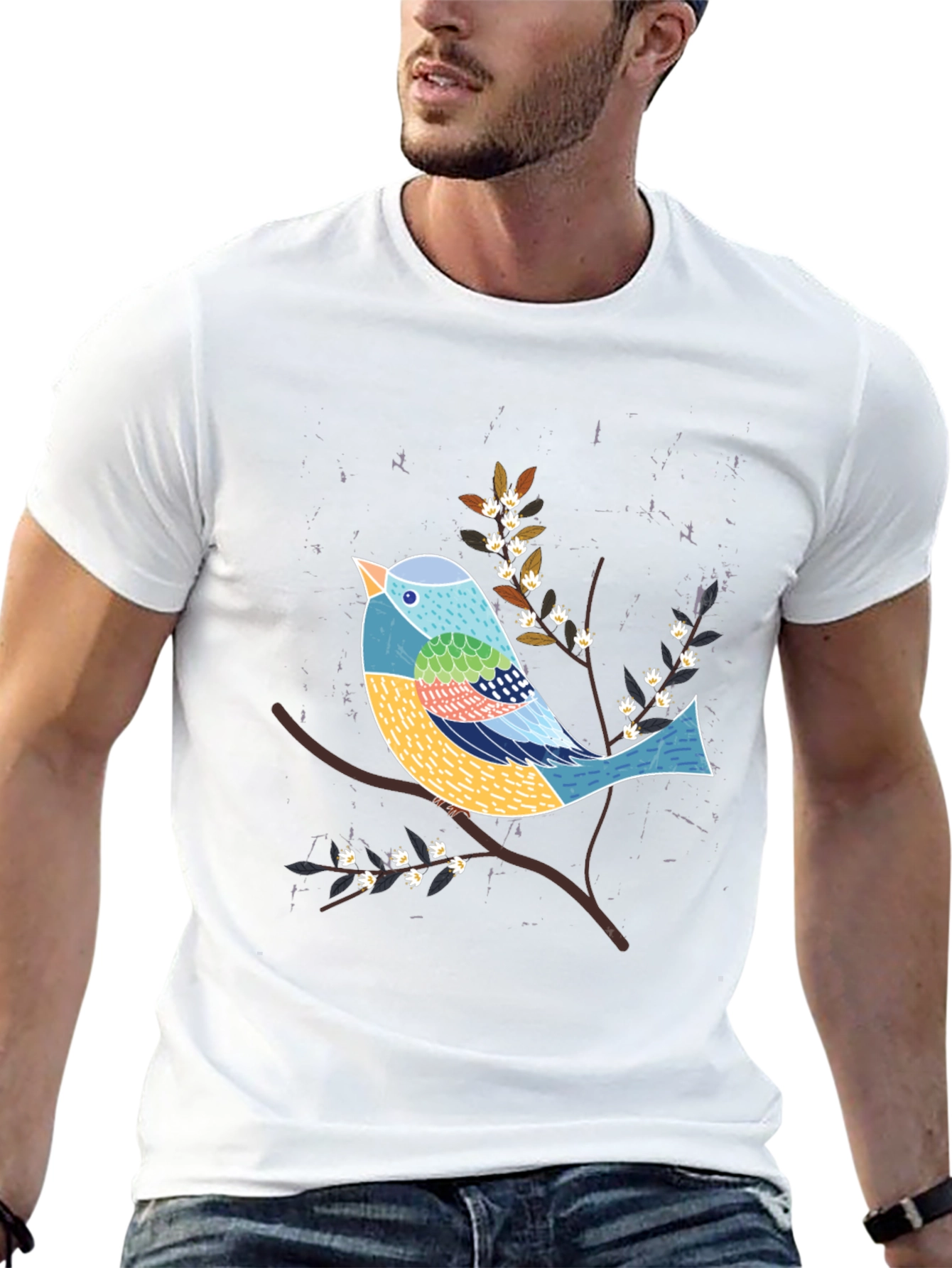 Artistic Bird Graphic Tee - Nature Inspired T-Shirt