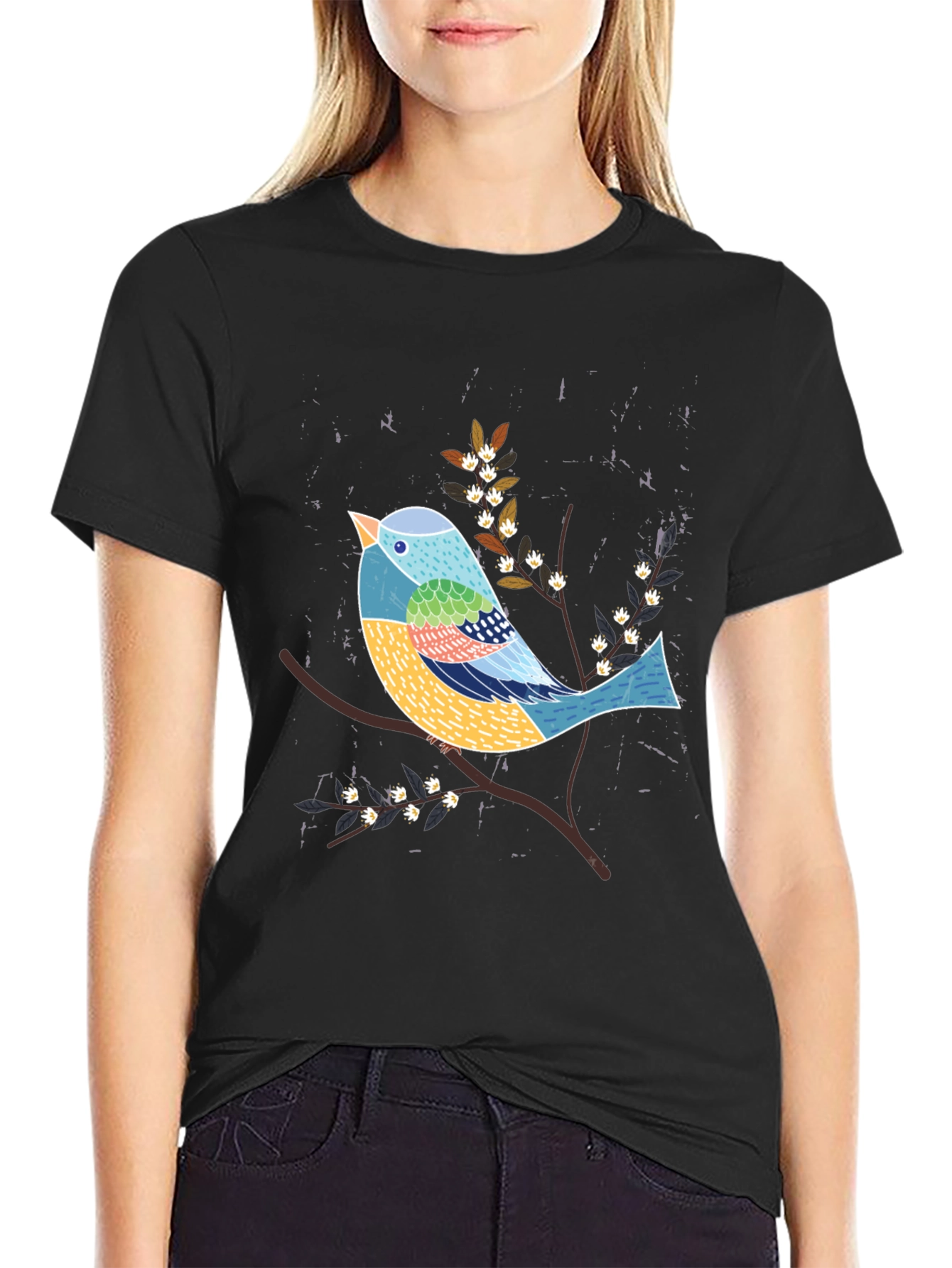 Artistic Bird Graphic Tee - Nature Inspired T-Shirt