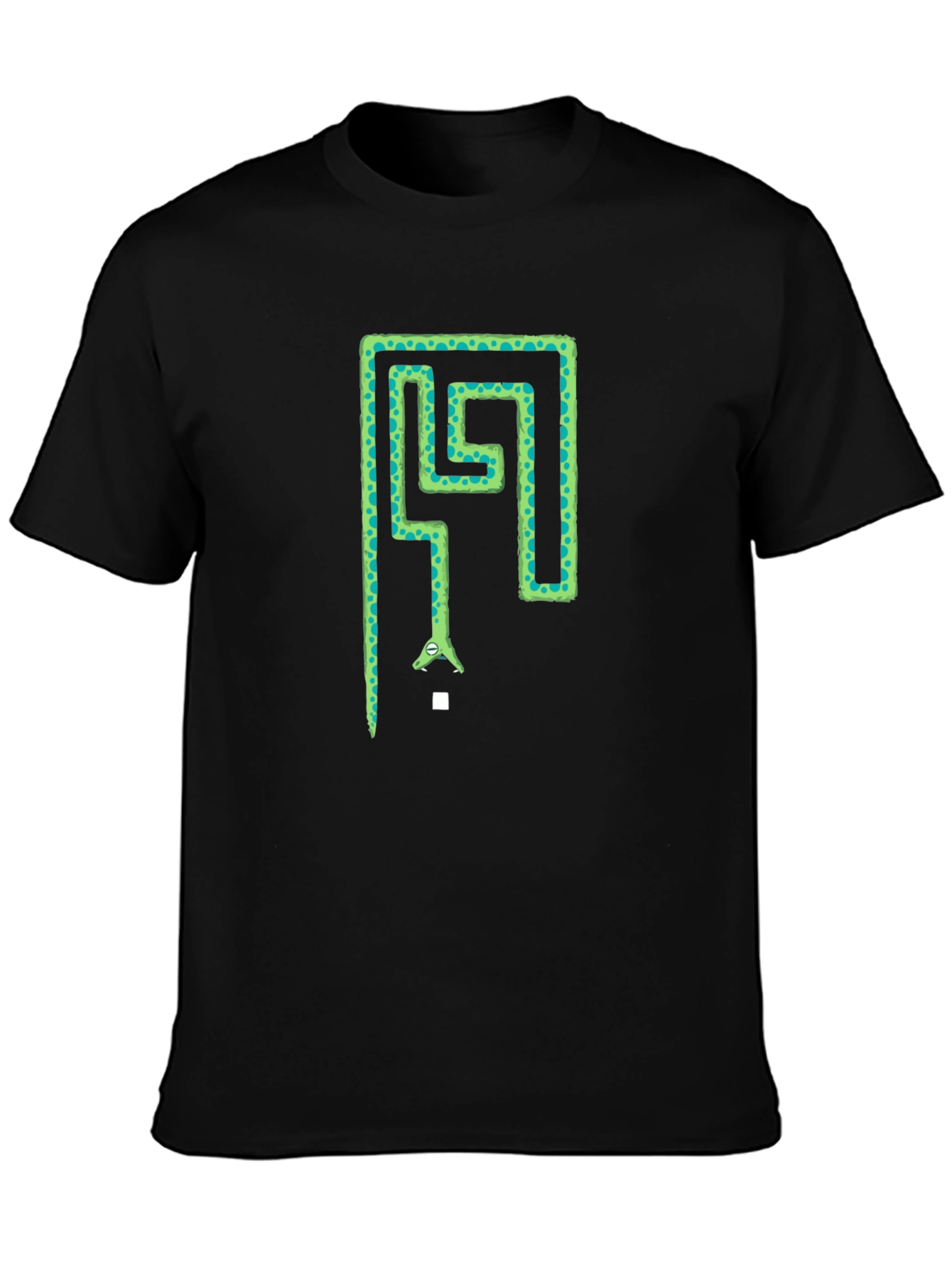 Snake Maze Graphic Tee - Black Cotton T-Shirt