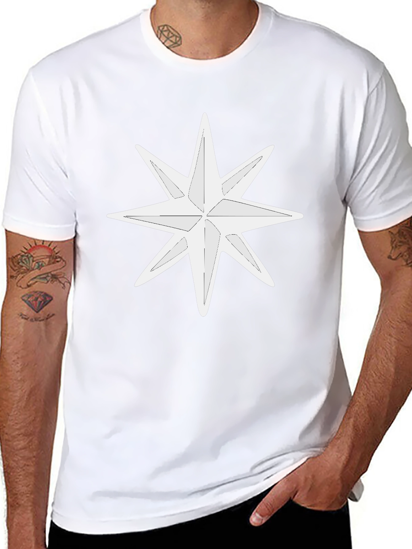 White Star Graphic Black T-Shirt