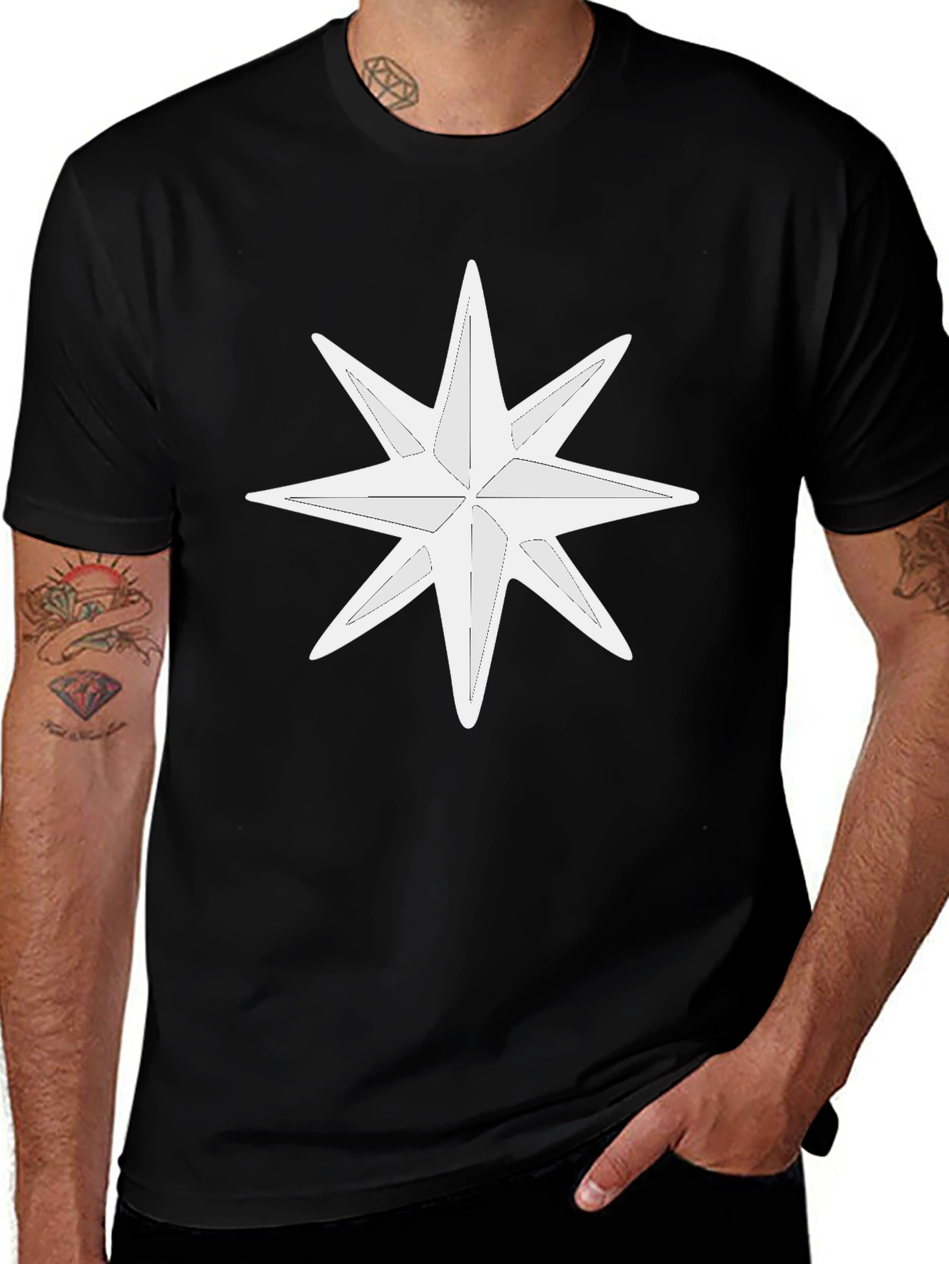 White Star Graphic Black T-Shirt