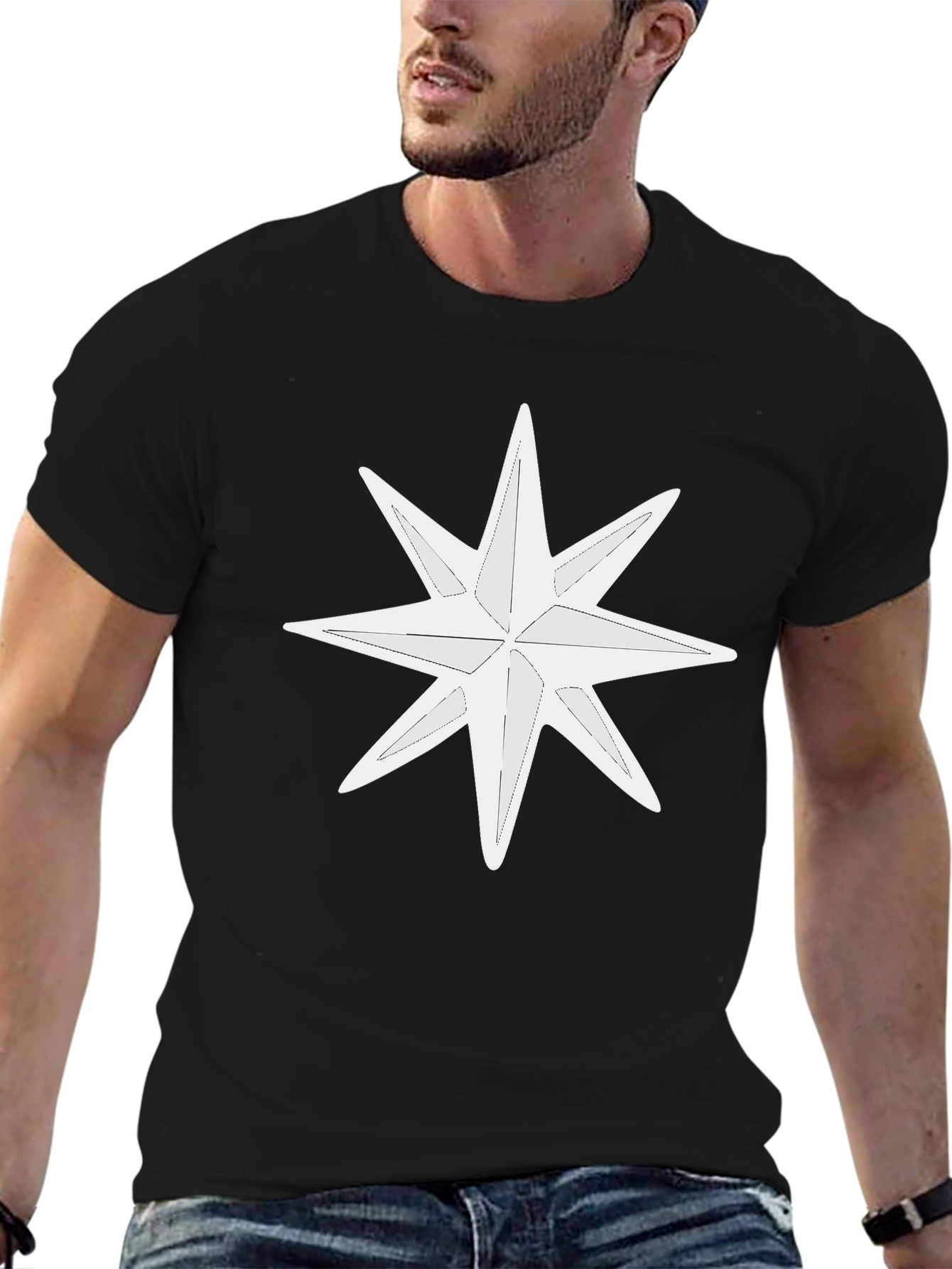 White Star Graphic Black T-Shirt