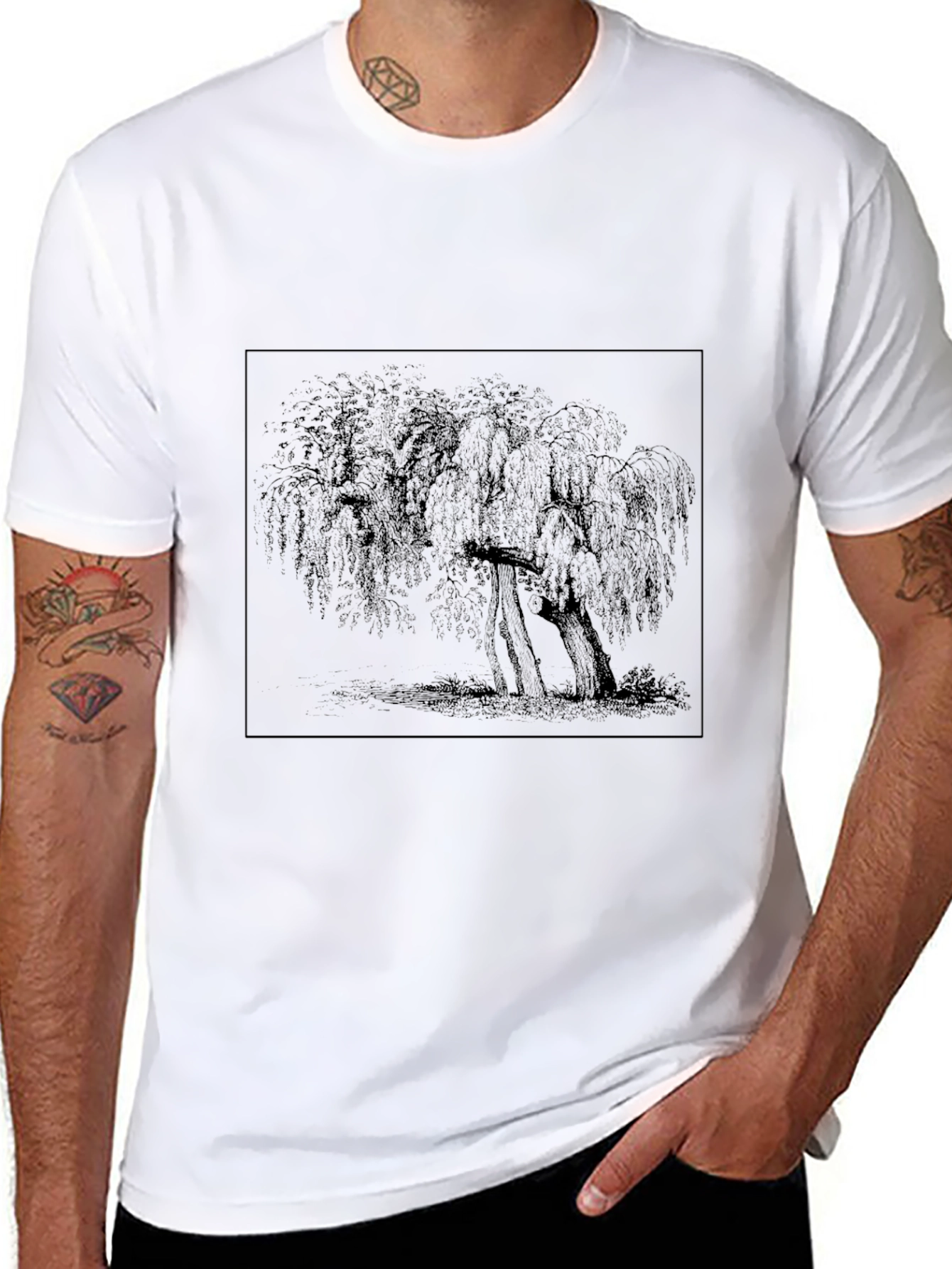 Willow Tree Graphic Tee - Black Casual T-Shirt