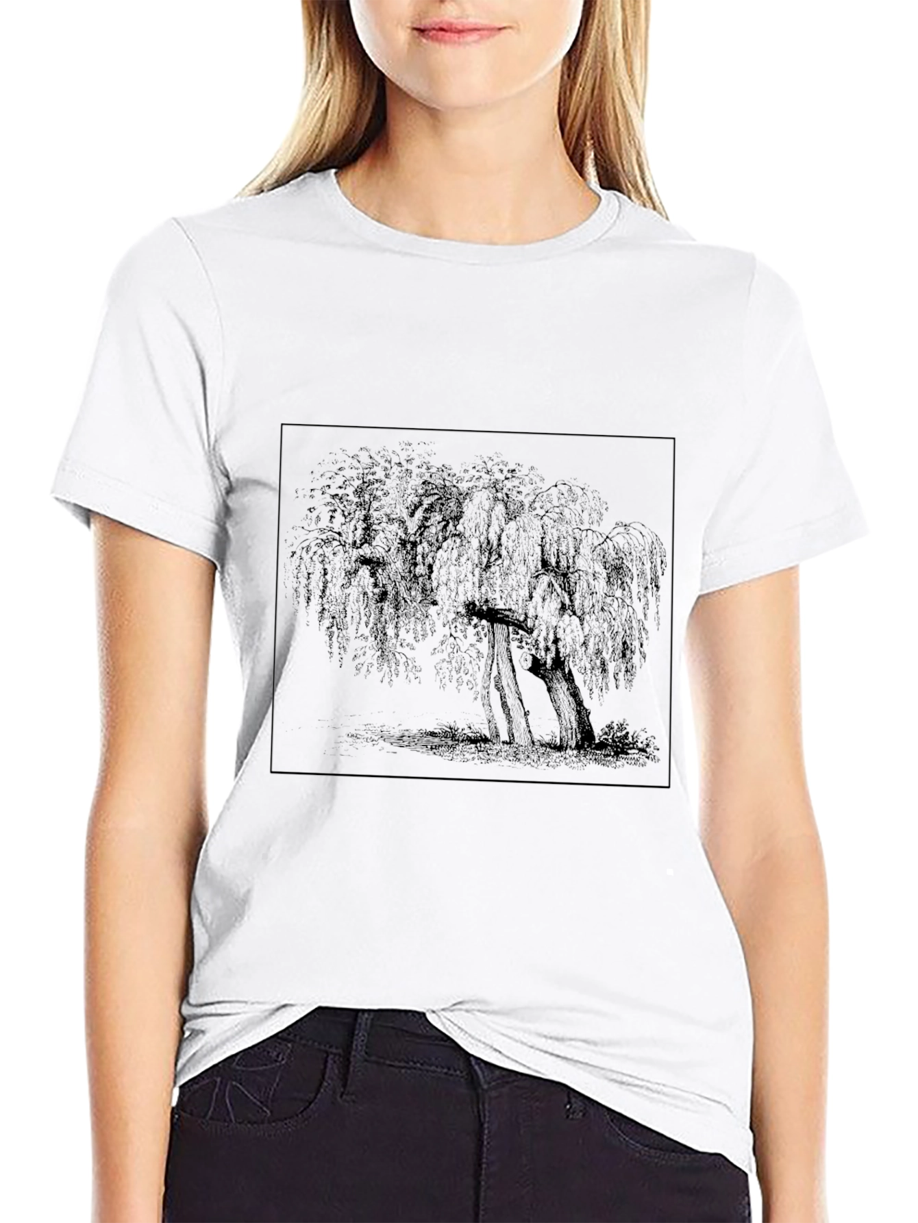 Willow Tree Graphic Tee - Black Casual T-Shirt