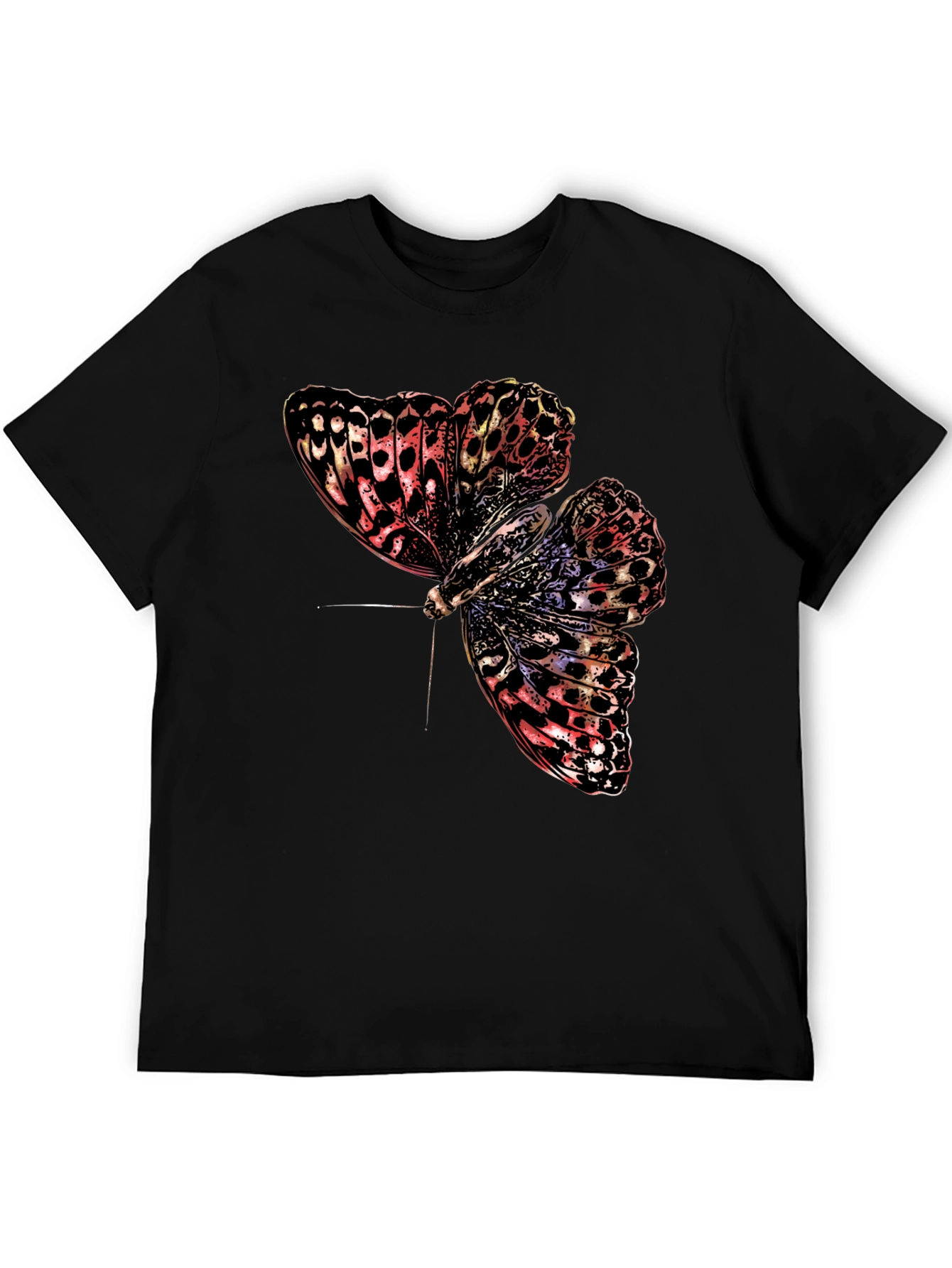 Butterfly Graphic Print Black T-Shirt