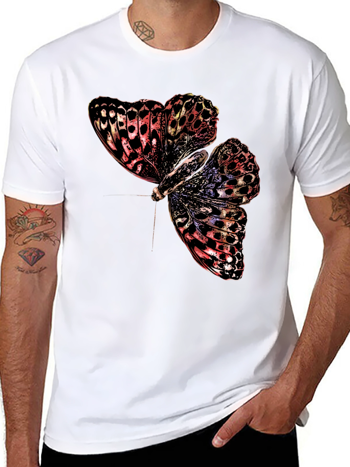 Butterfly Graphic Print Black T-Shirt