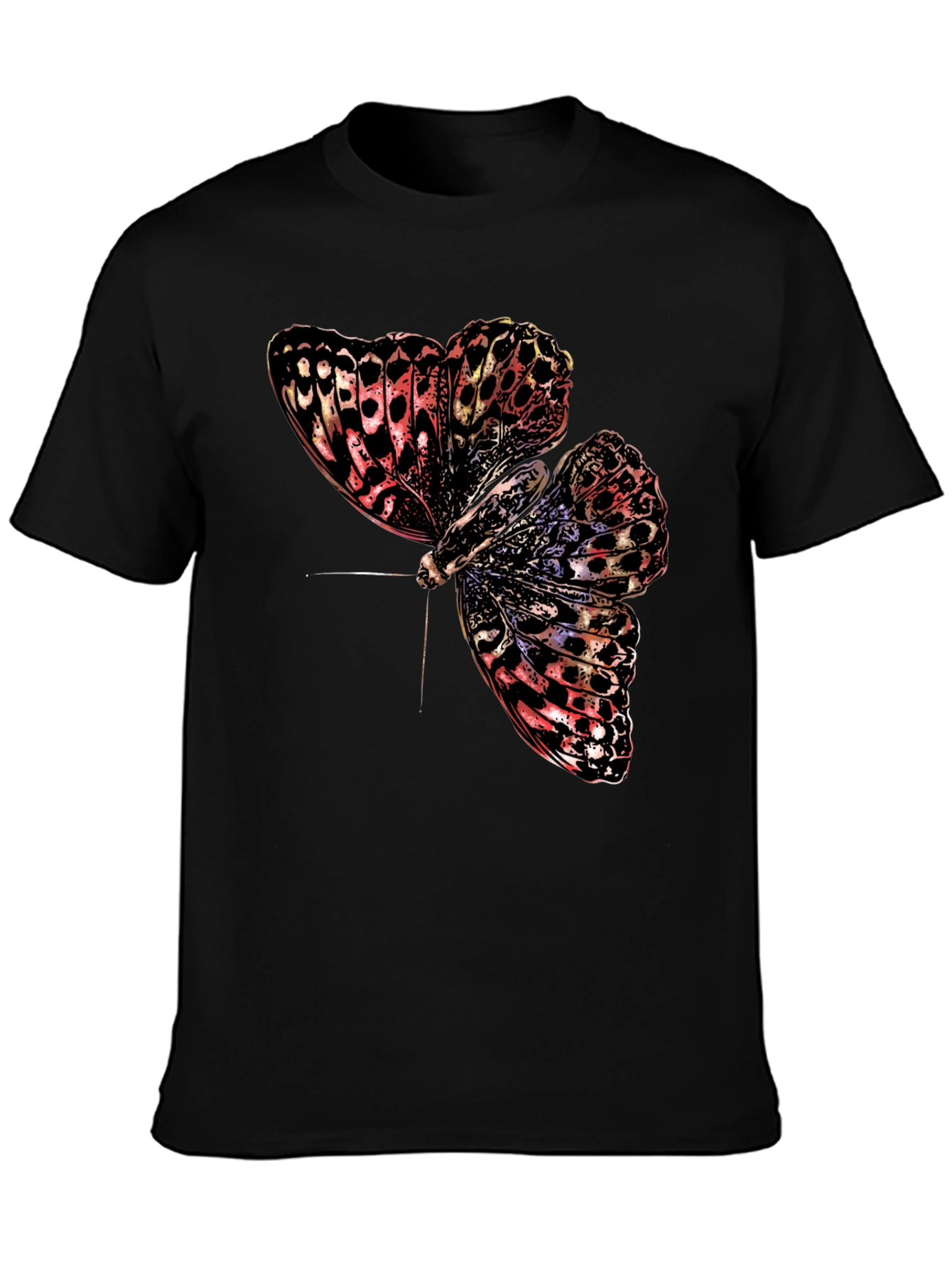 Butterfly Graphic Print Black T-Shirt