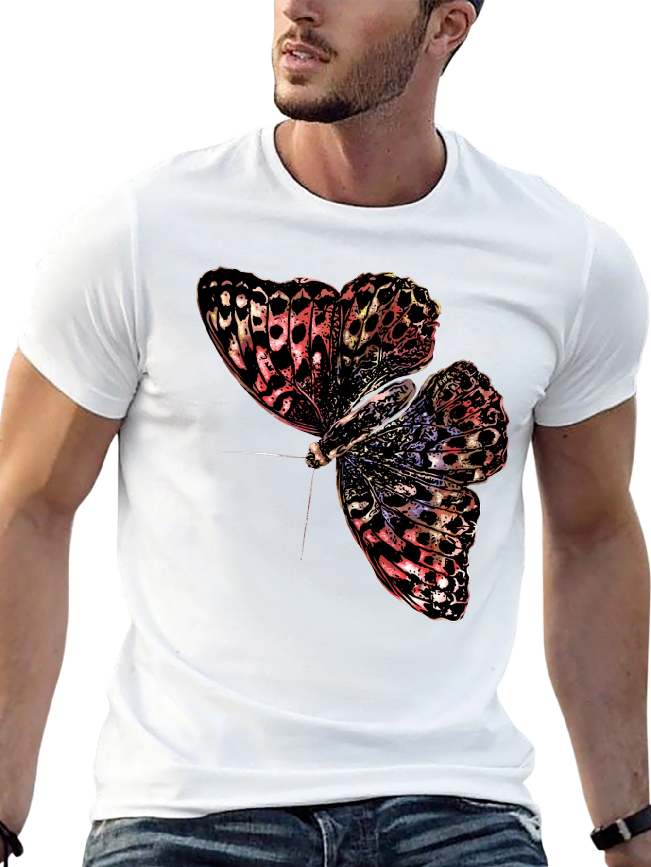 Butterfly Graphic Print Black T-Shirt