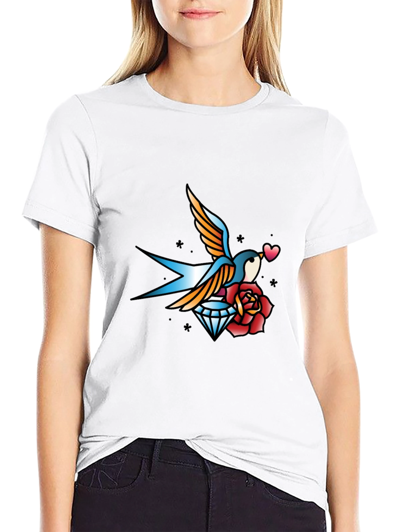 Swallow Diamond Rose Graphic Tee