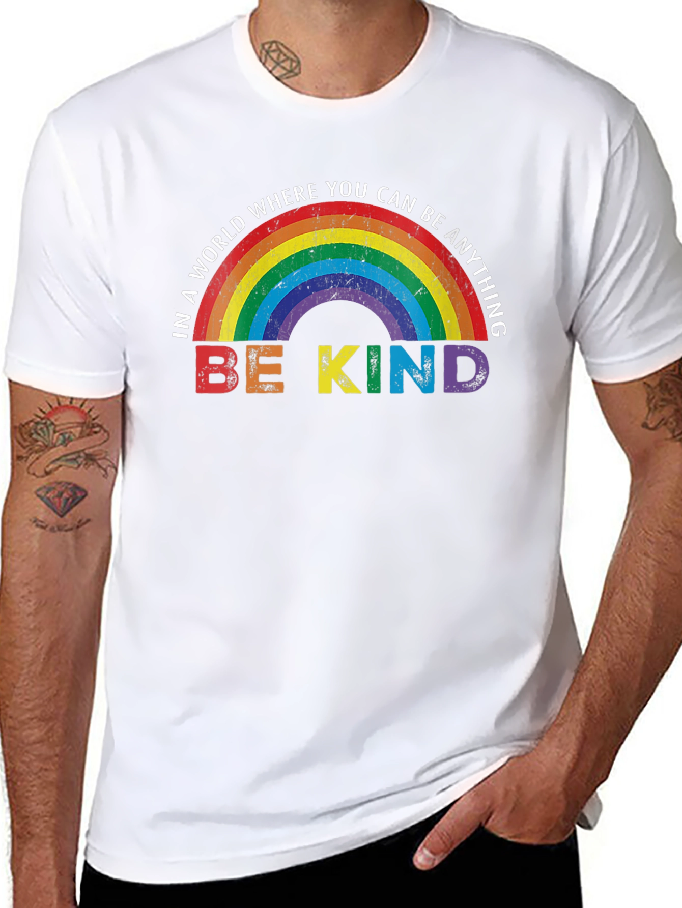 Be Kind Rainbow Graphic T-Shirt