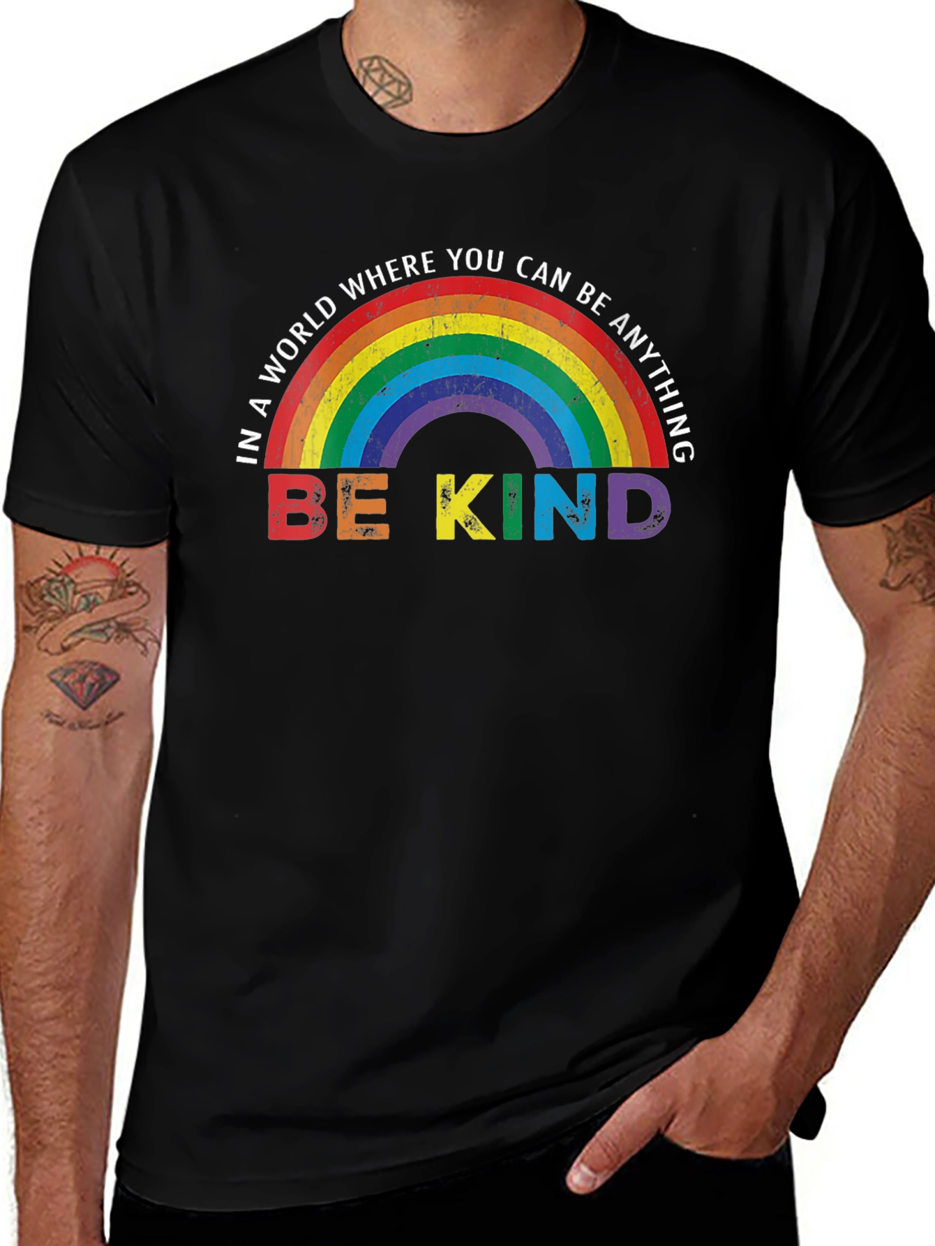 Be Kind Rainbow Graphic T-Shirt