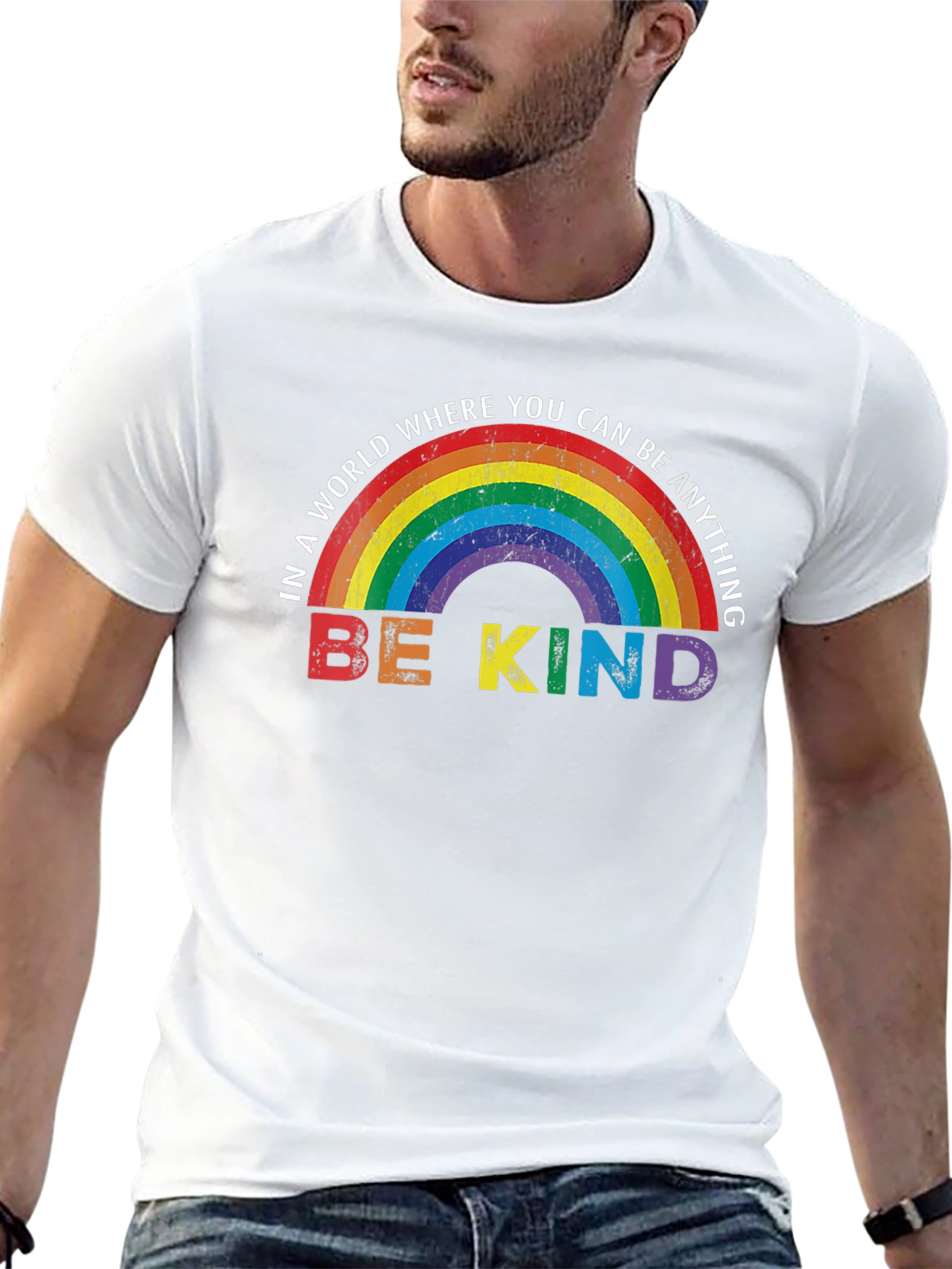 Be Kind Rainbow Graphic T-Shirt