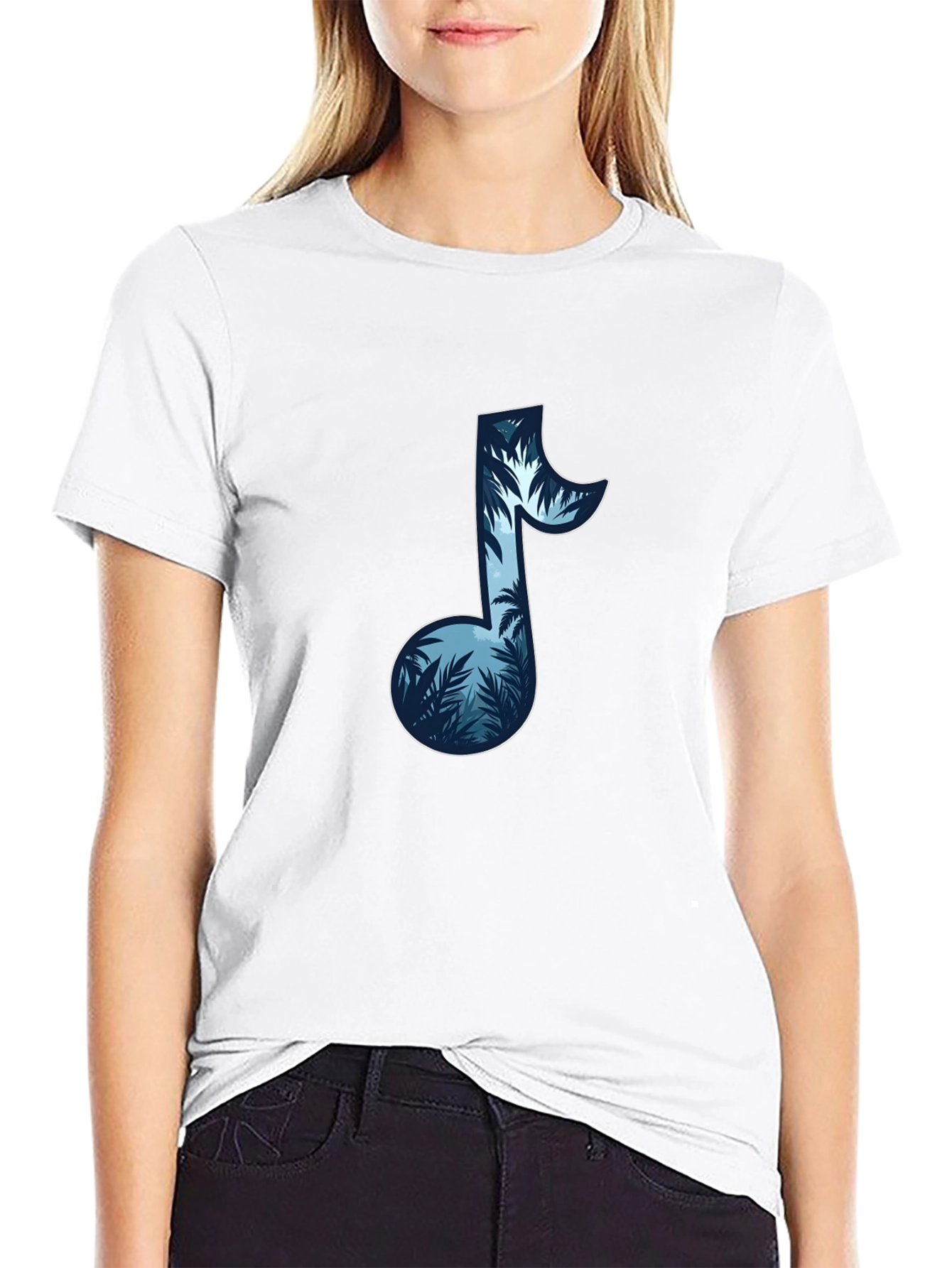 Tropical Music Note Graphic T-Shirt