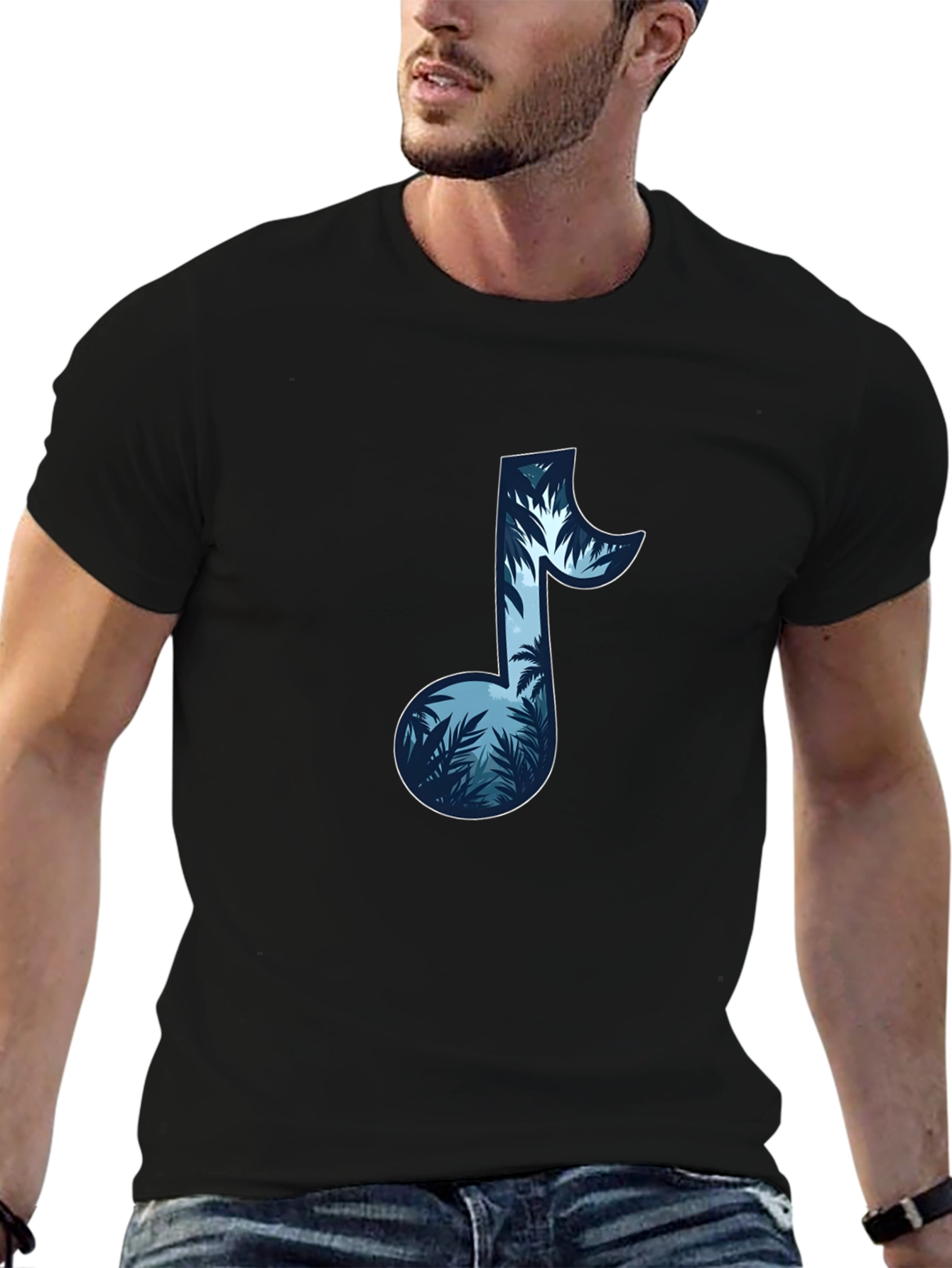 Tropical Music Note Graphic T-Shirt