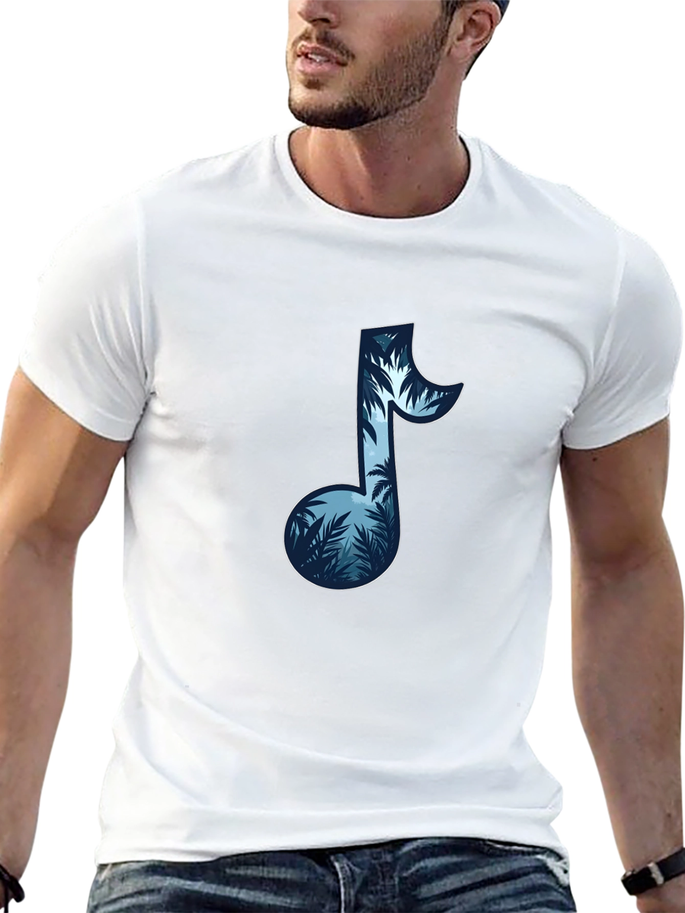 Tropical Music Note Graphic T-Shirt