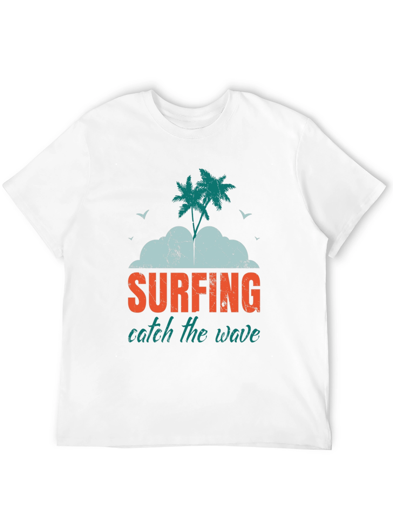 Surfing Catch The Wave Graphic Print Black T-Shirt