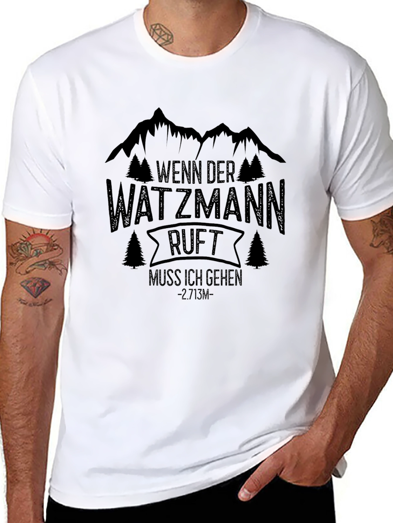 Watzmann Calling Mens Black Graphic Tee