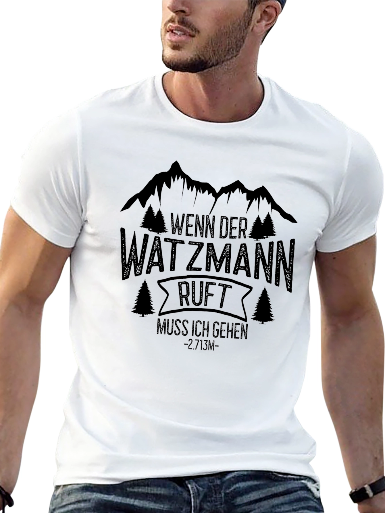 Watzmann Calling Mens Black Graphic Tee