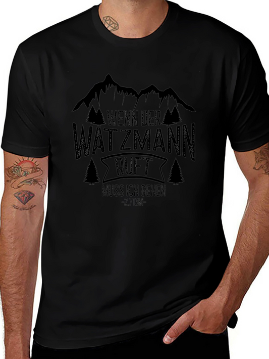 Watzmann Calling Mens Black Graphic Tee