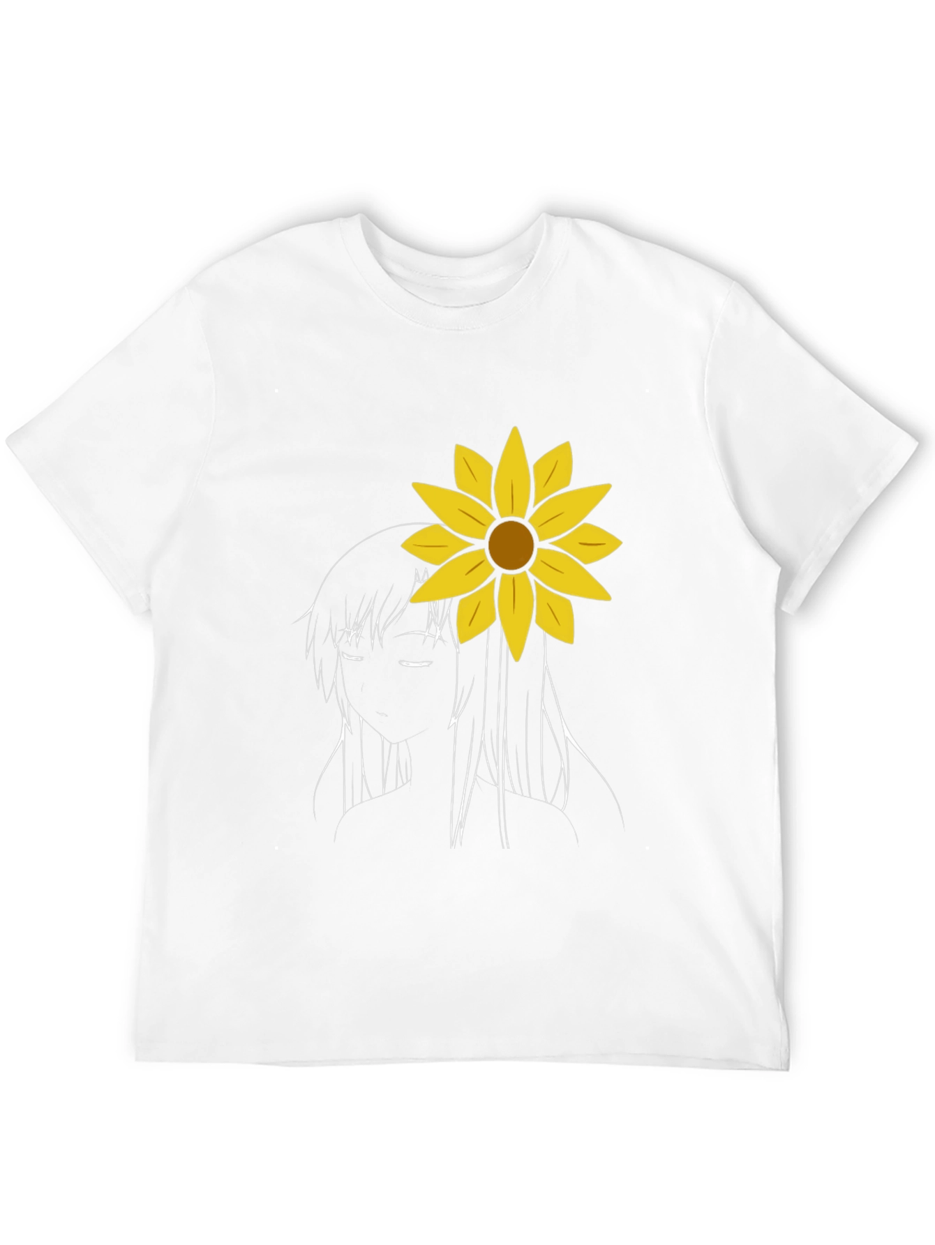 Sunflower Girl Graphic Tee - Black Cotton Casual T-Shirt