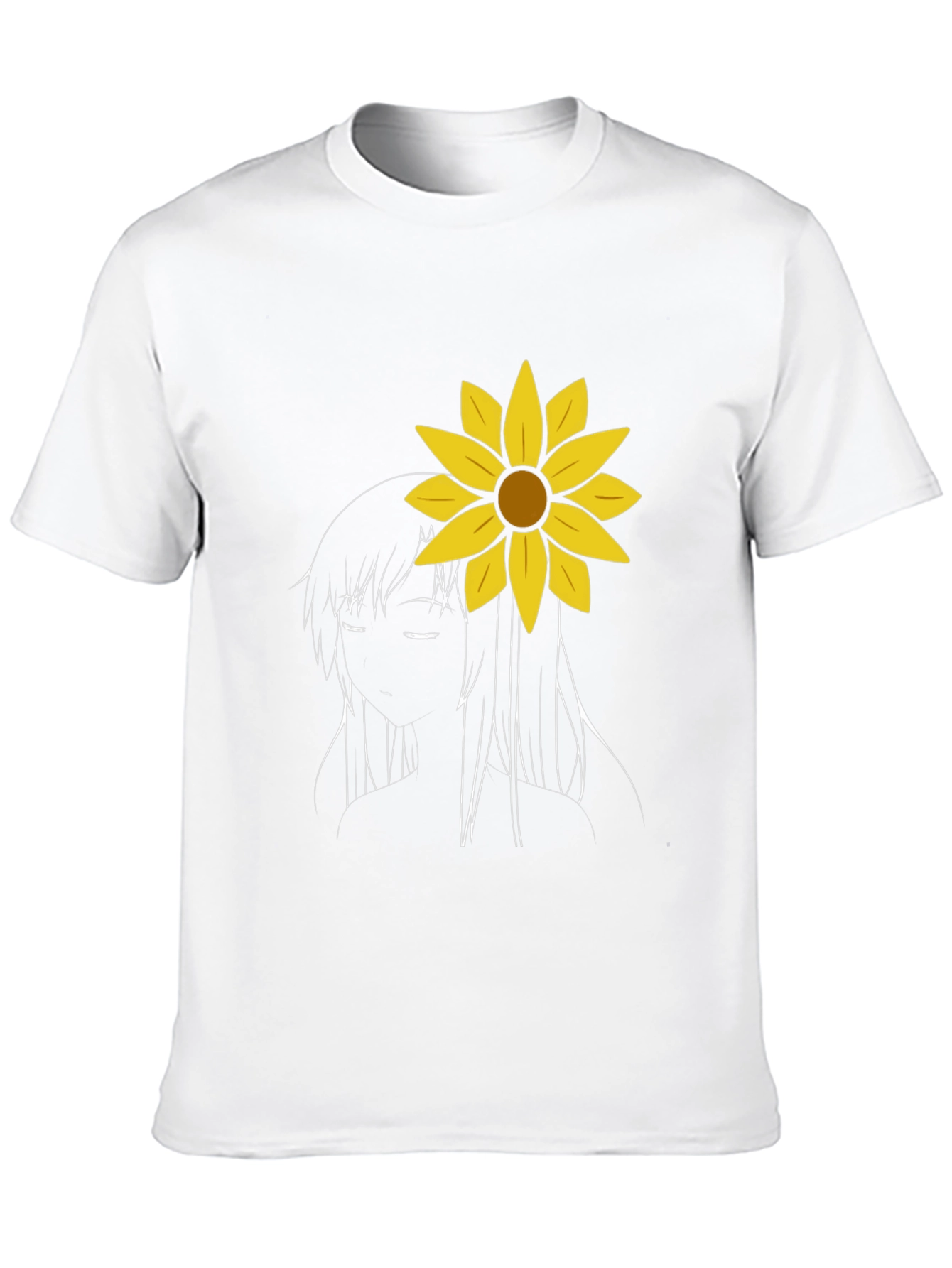 Sunflower Girl Graphic Tee - Black Cotton Casual T-Shirt