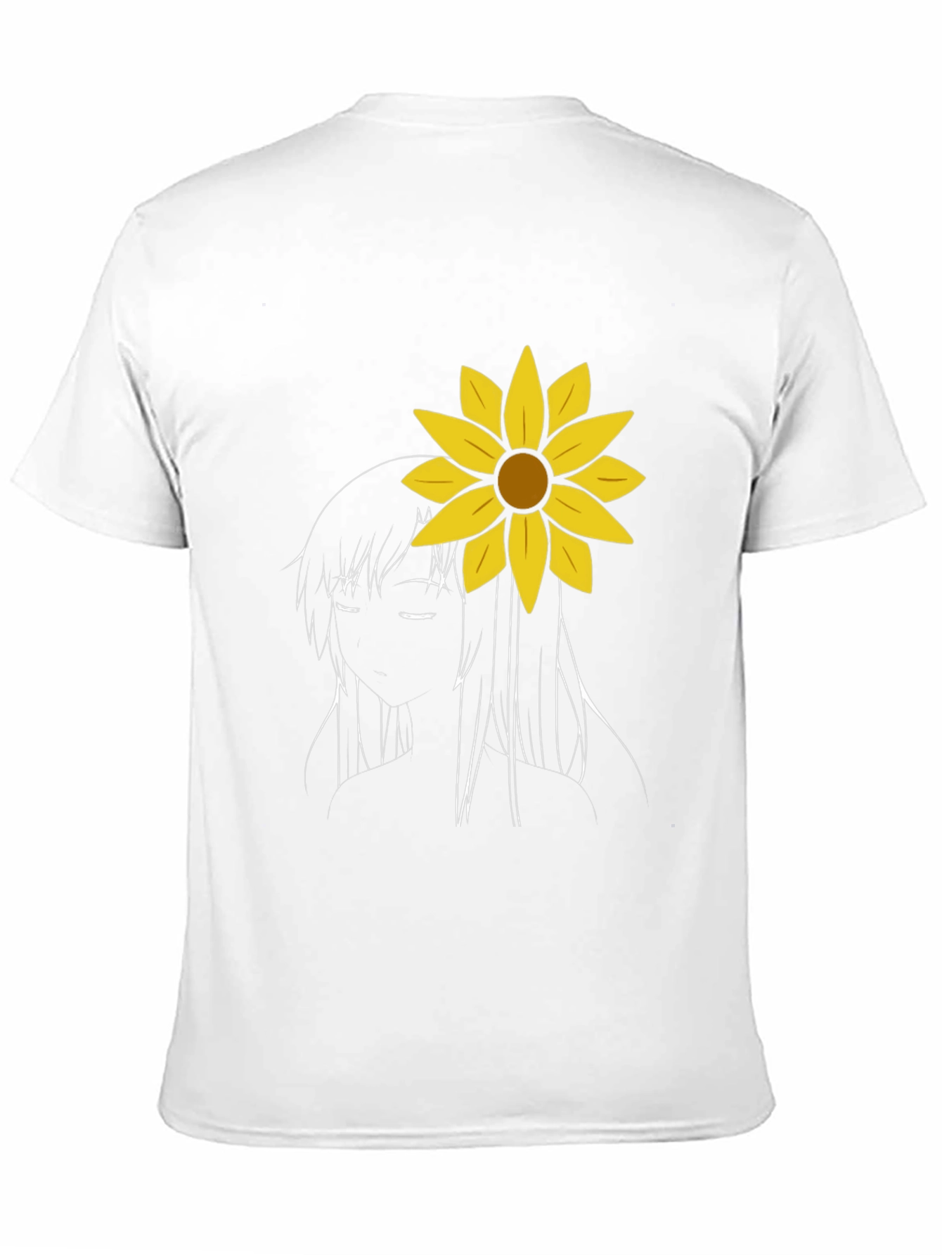 Sunflower Girl Graphic Tee - Black Cotton Casual T-Shirt