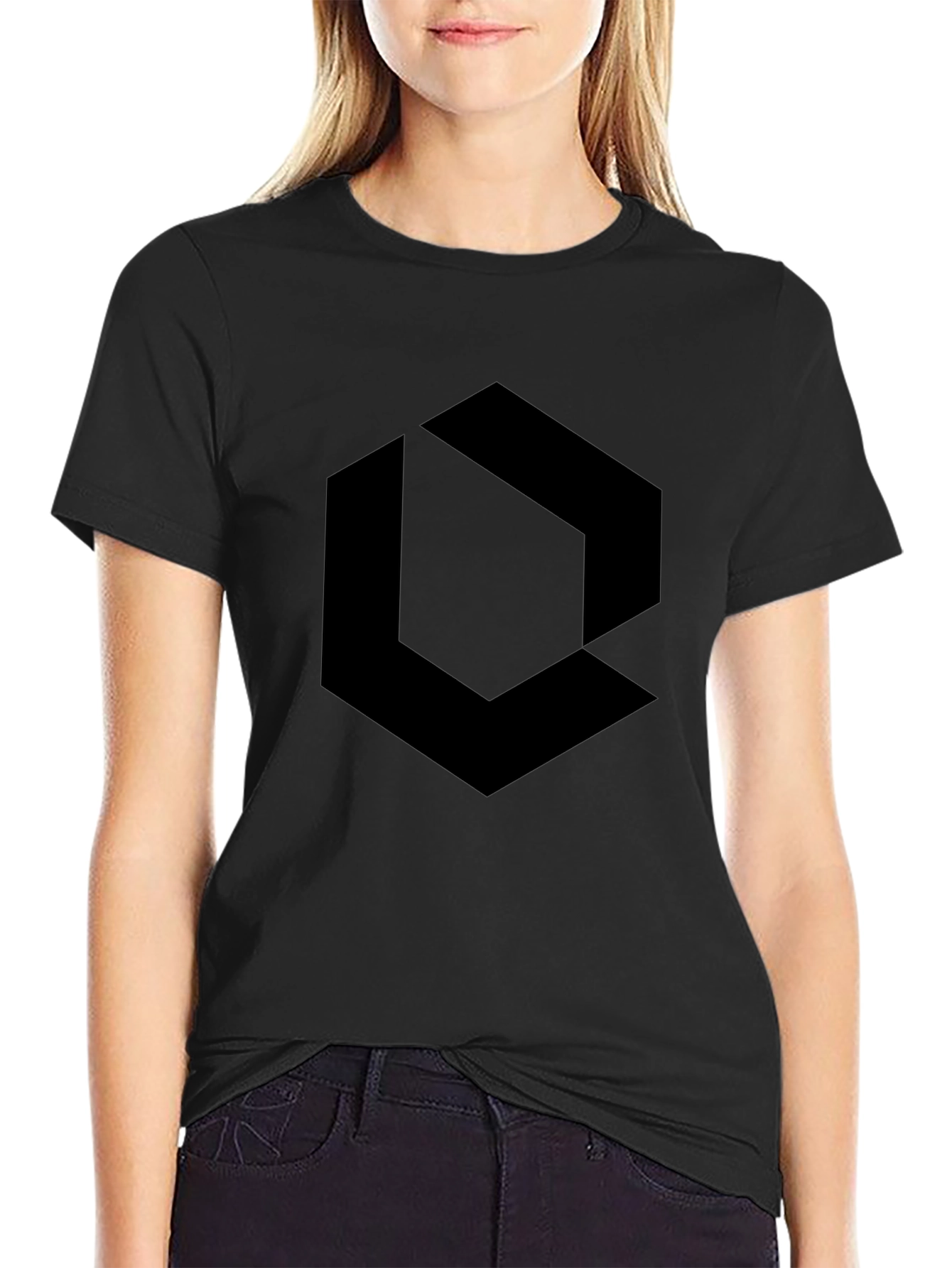 Black Geometric Graphic Tee - Modern Style