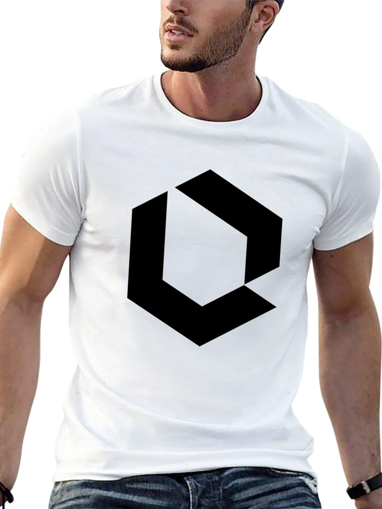 Black Geometric Graphic Tee - Modern Style