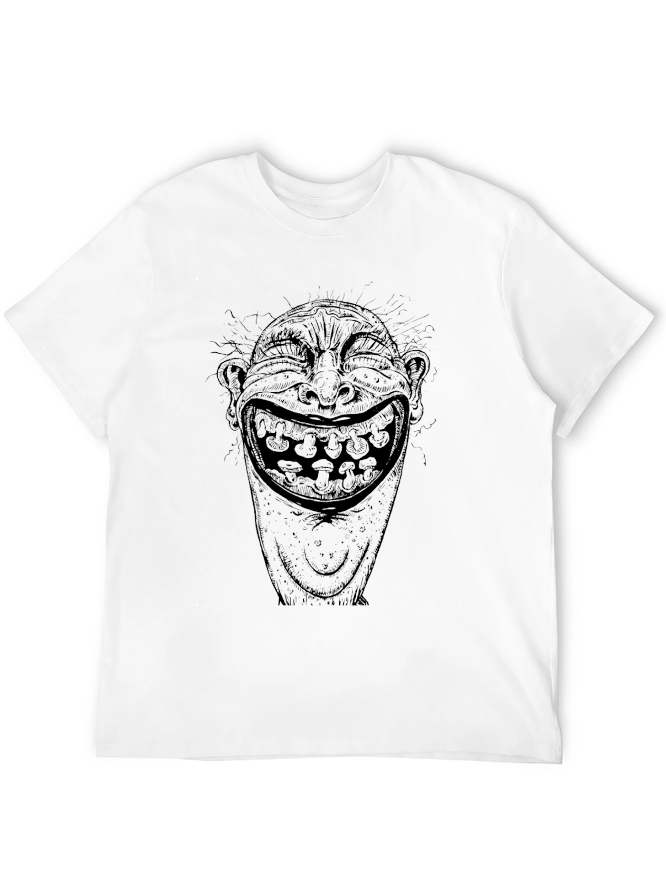 Black T-Shirt with Creepy Laughing Face Graphic