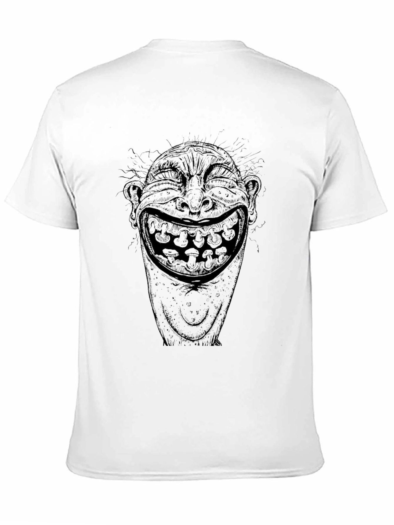 Black T-Shirt with Creepy Laughing Face Graphic