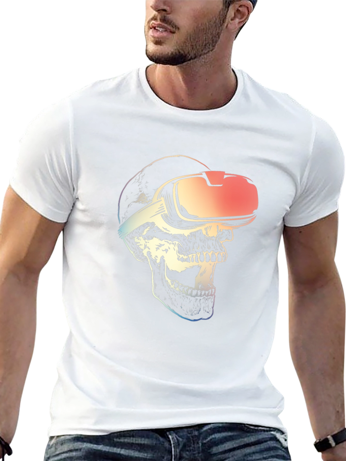 VR Skull Graphic T-Shirt - Black Cotton Tee