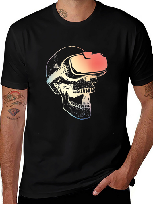VR Skull Graphic T-Shirt - Black Cotton Tee