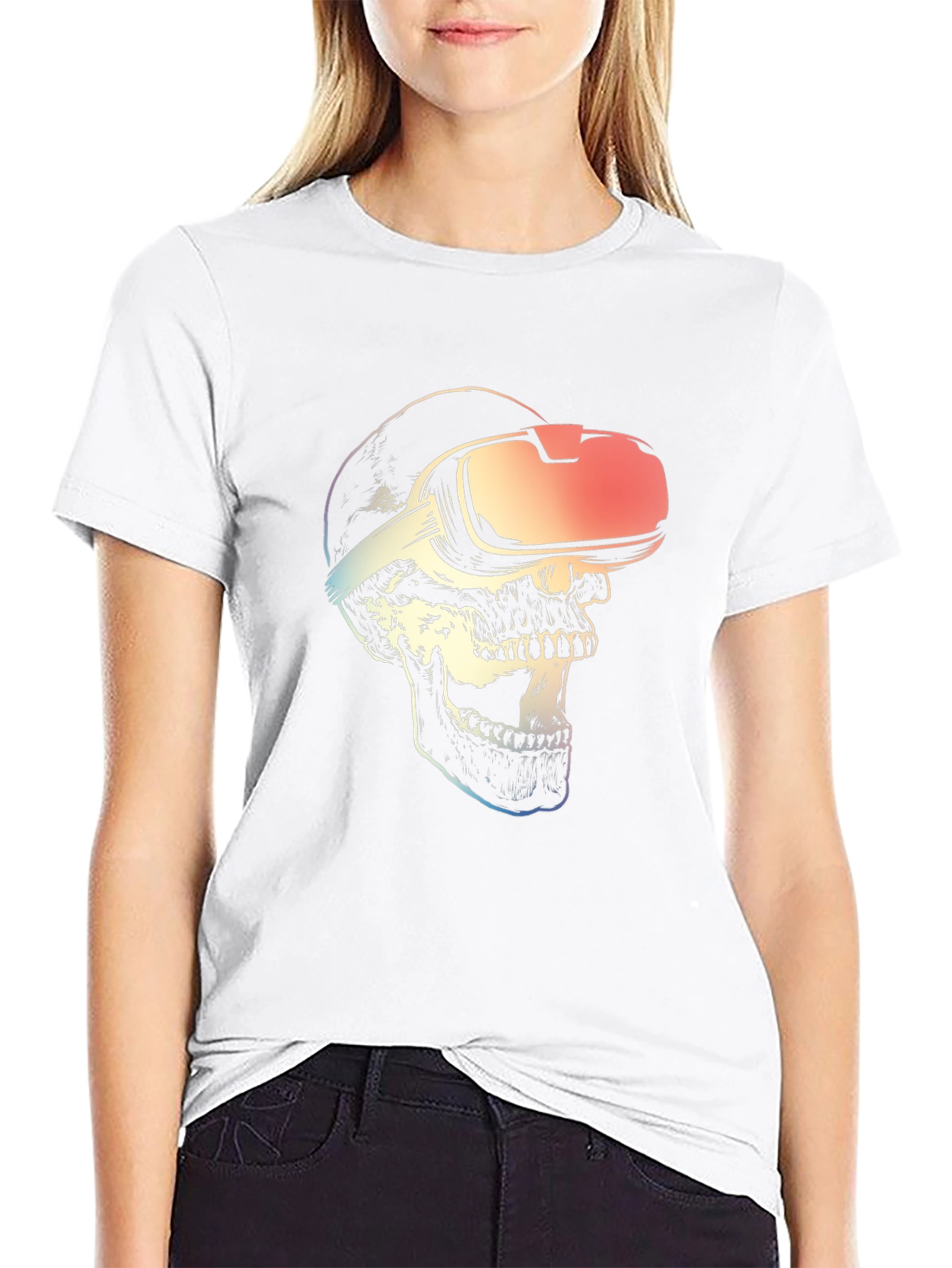 VR Skull Graphic T-Shirt - Black Cotton Tee