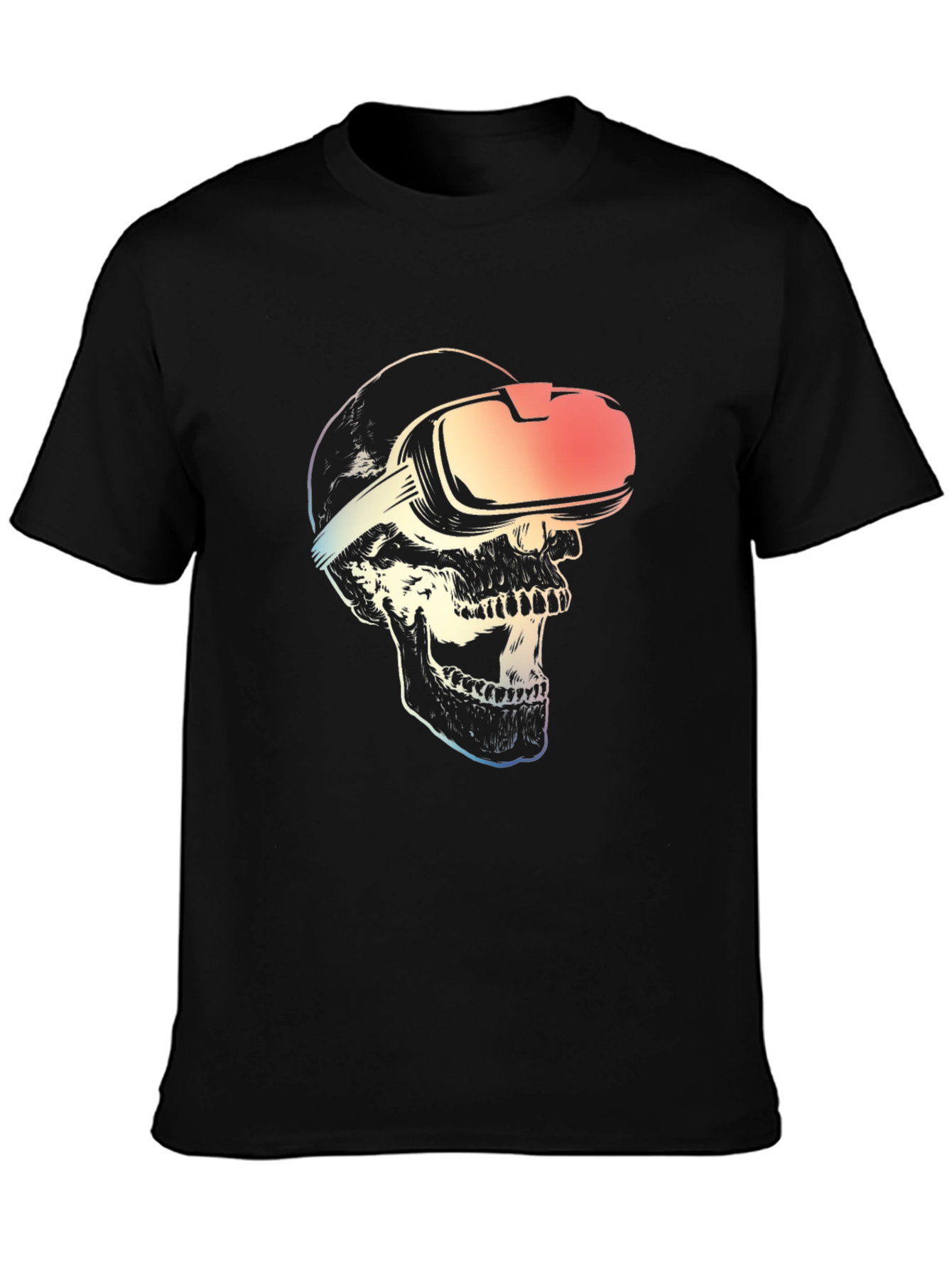 VR Skull Graphic T-Shirt - Black Cotton Tee