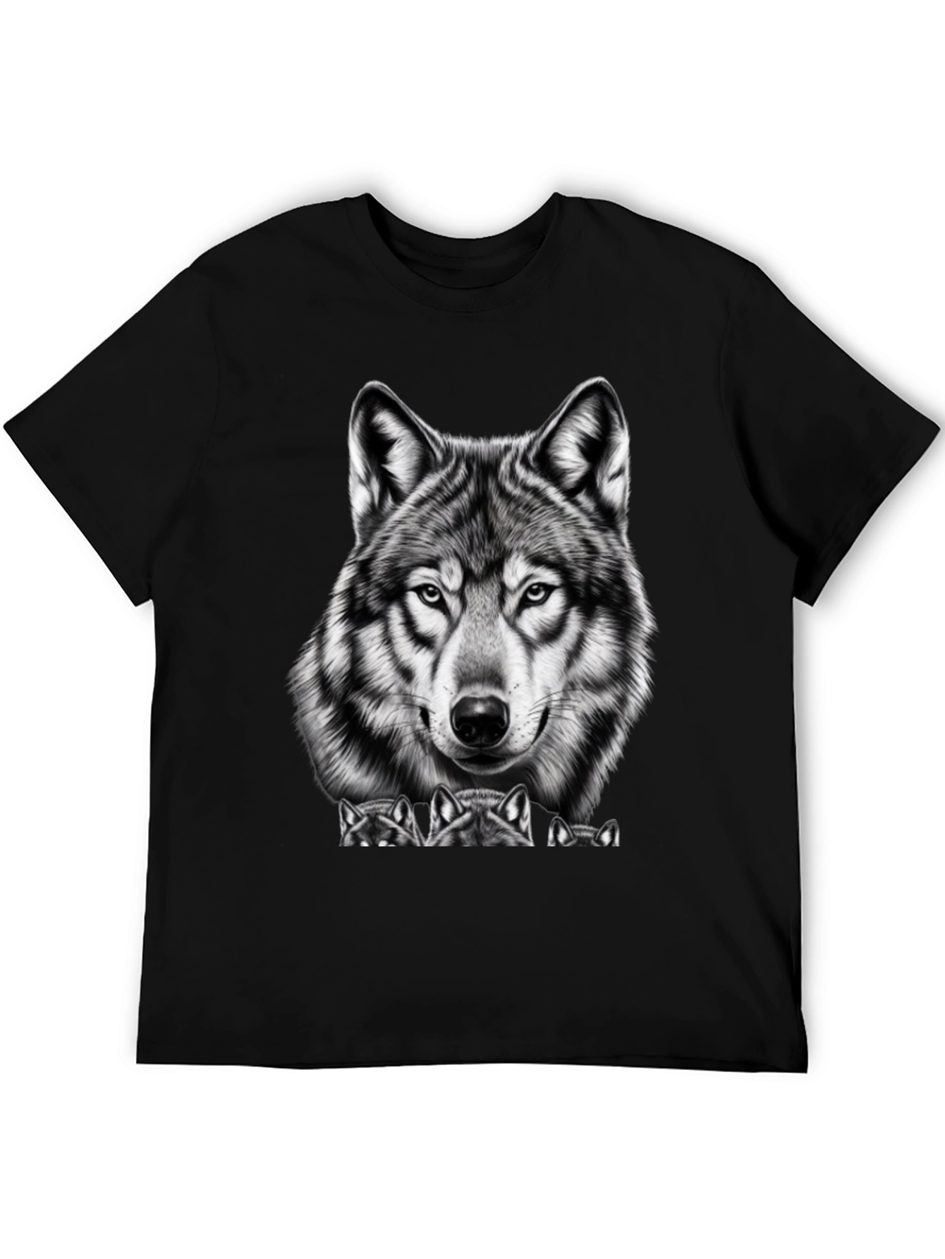Wolf Graphic Tee - Black Crew Neck T-Shirt