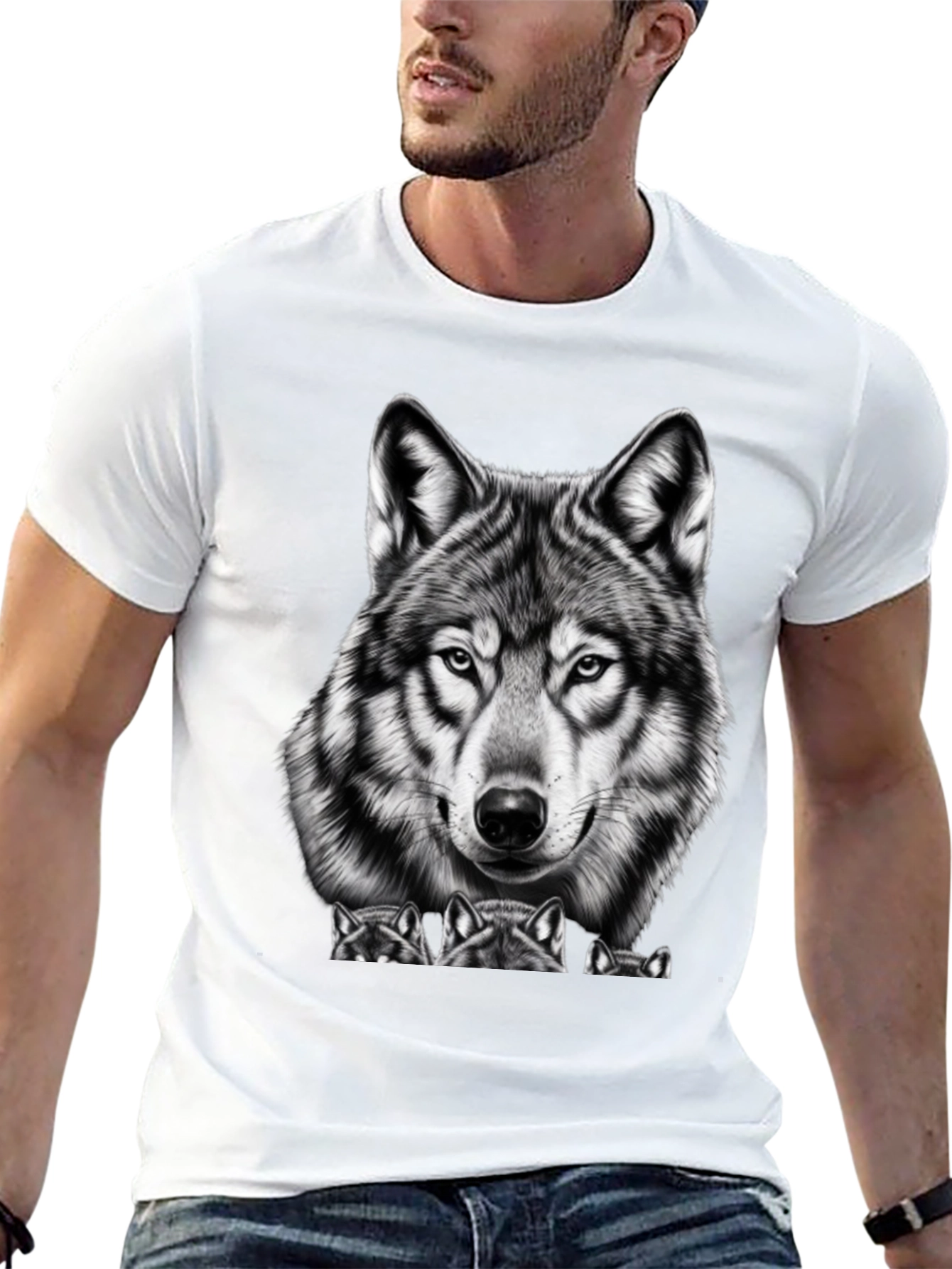 Wolf Graphic Tee - Black Crew Neck T-Shirt