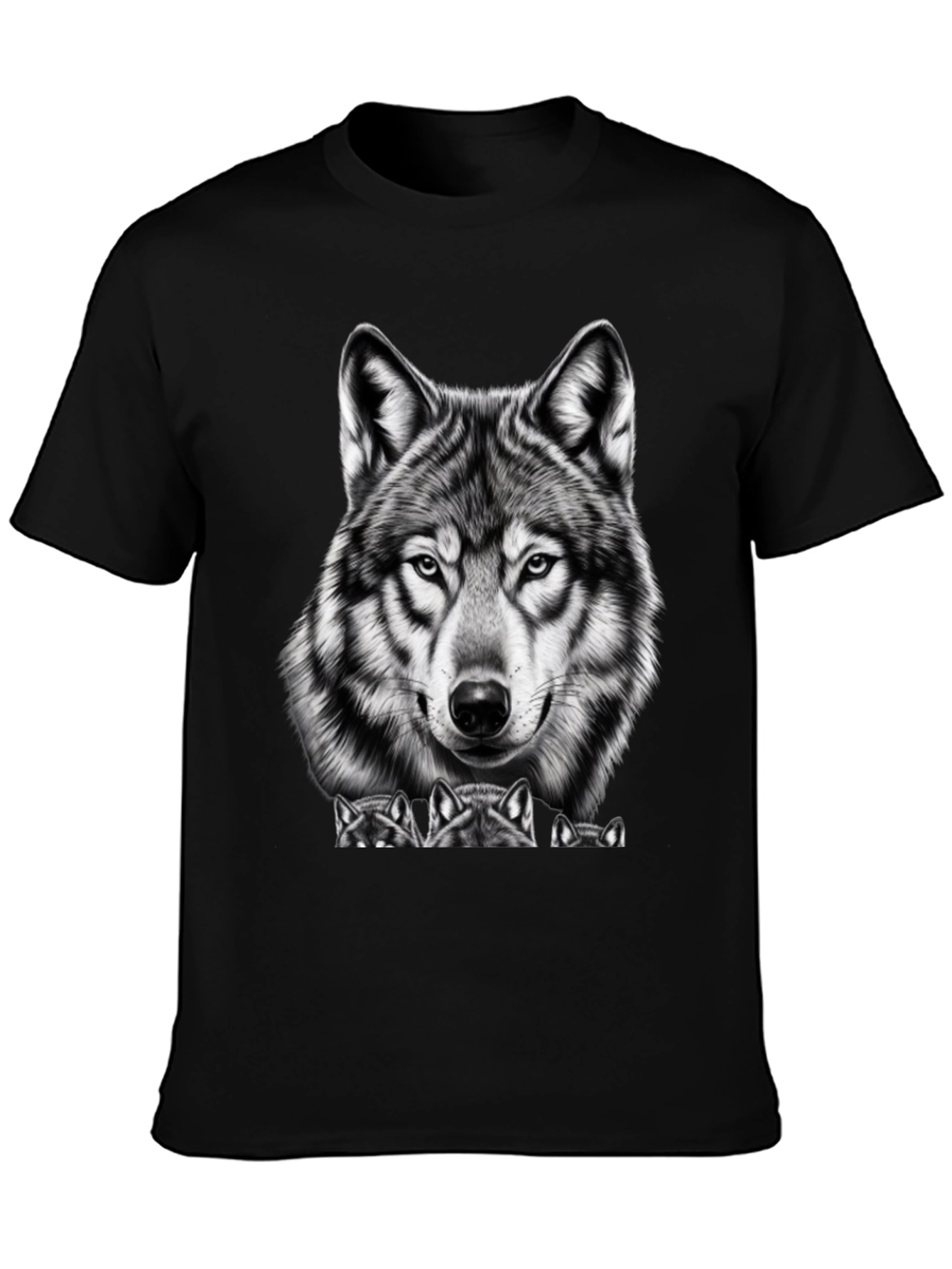 Wolf Graphic Tee - Black Crew Neck T-Shirt