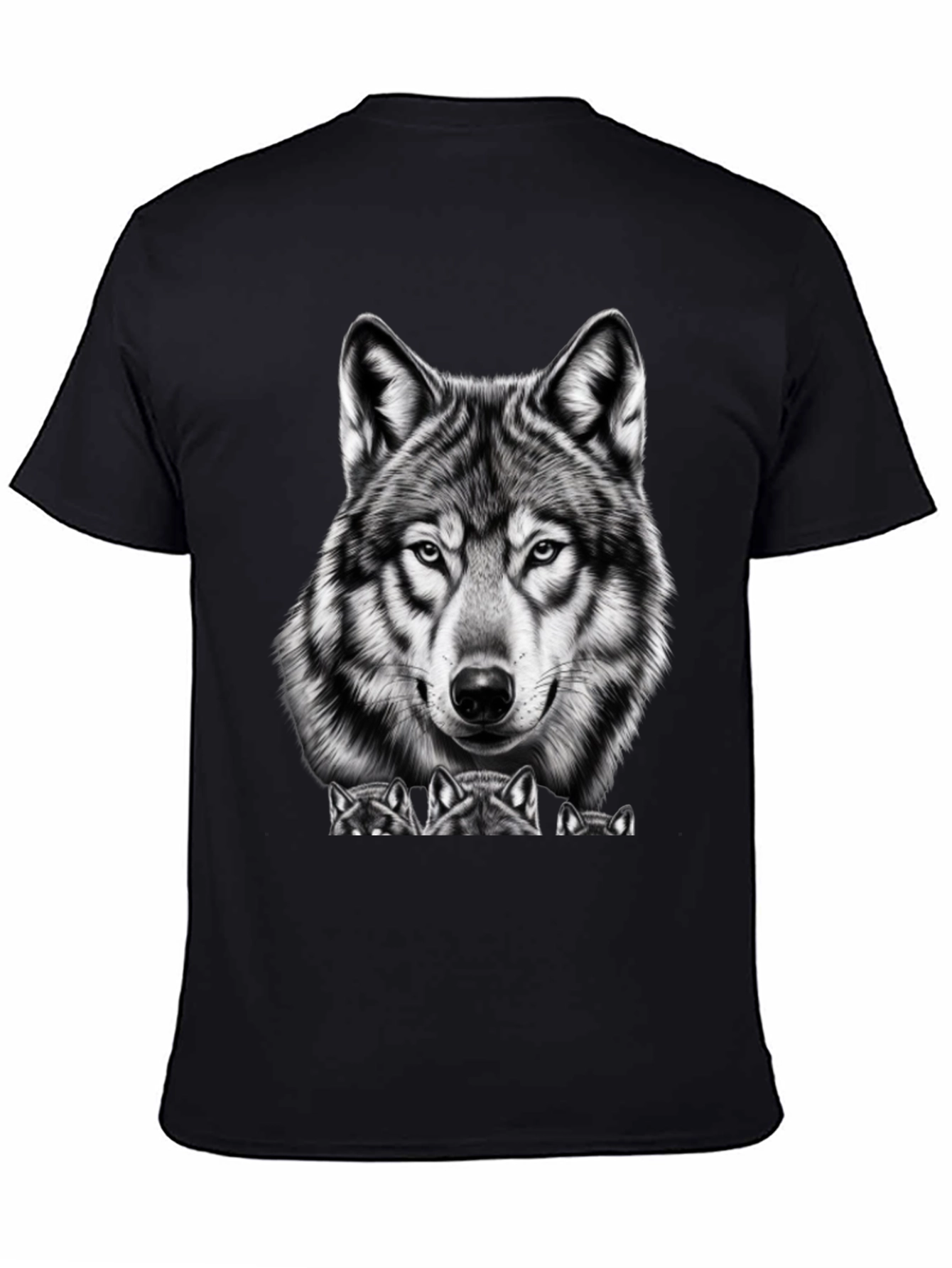 Wolf Graphic Tee - Black Crew Neck T-Shirt