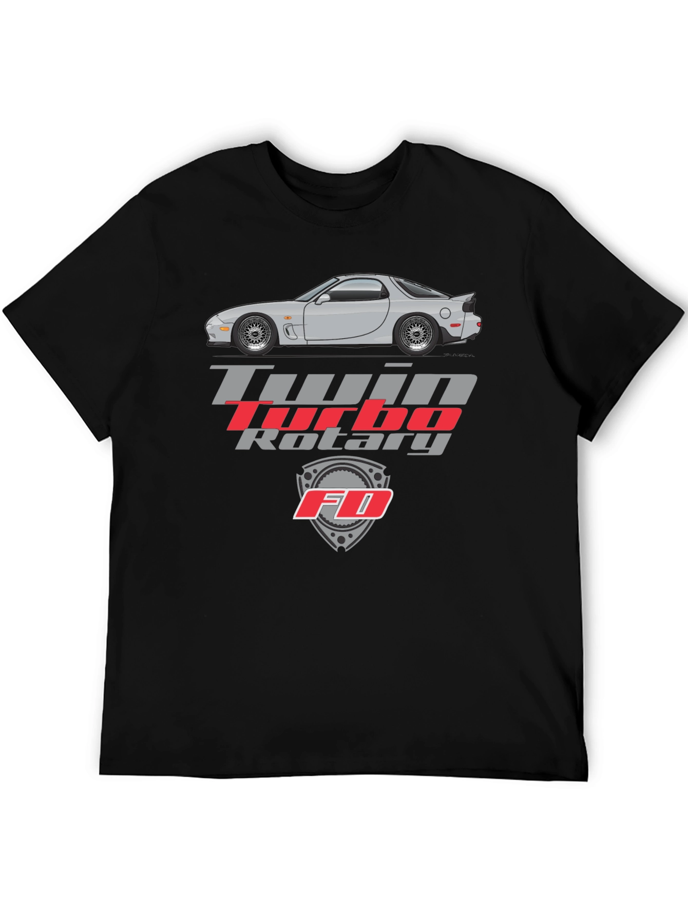 Twin Turbo Rotary FD Car Graphic Tee - Black