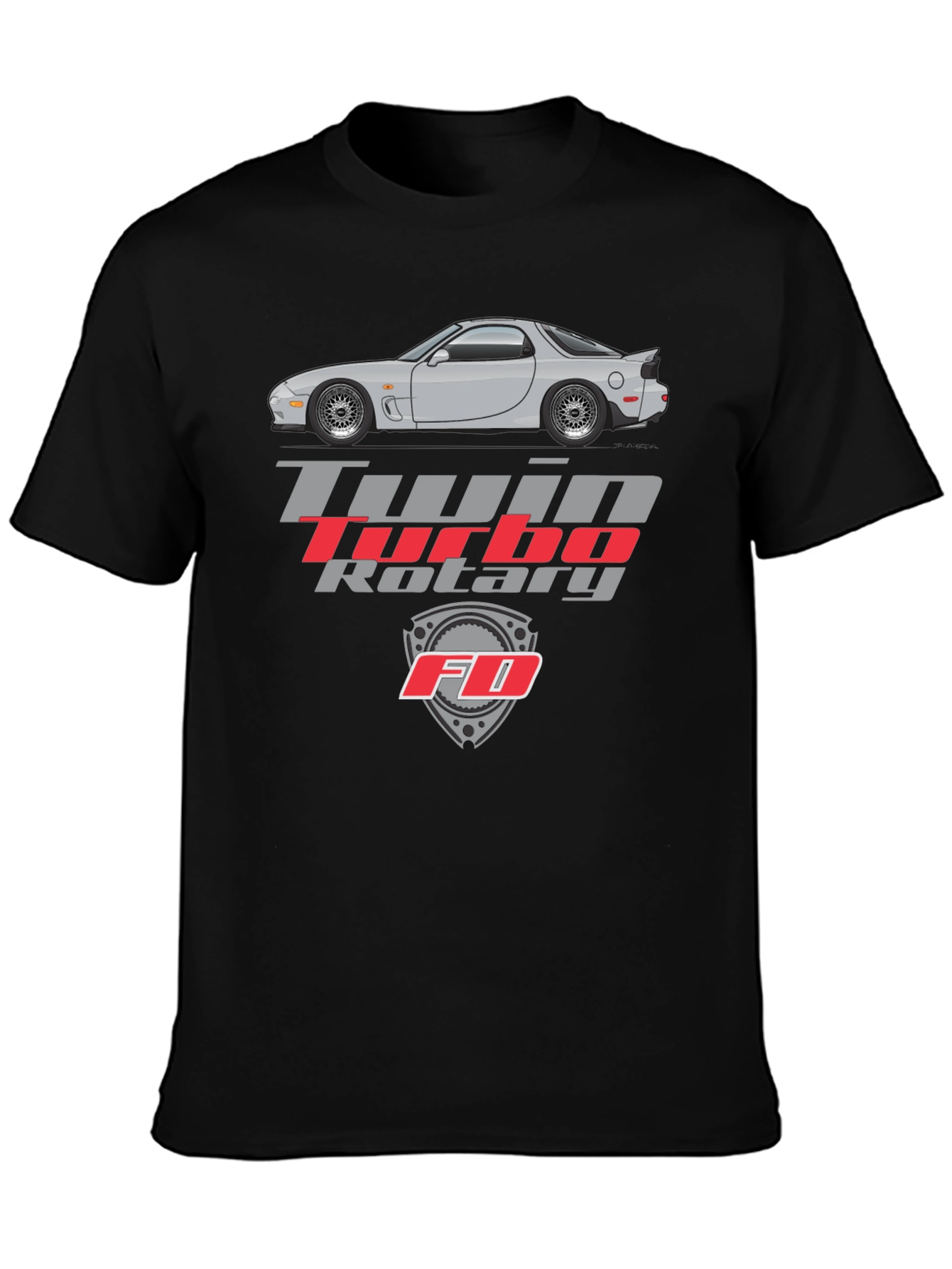 Twin Turbo Rotary FD Car Graphic Tee - Black
