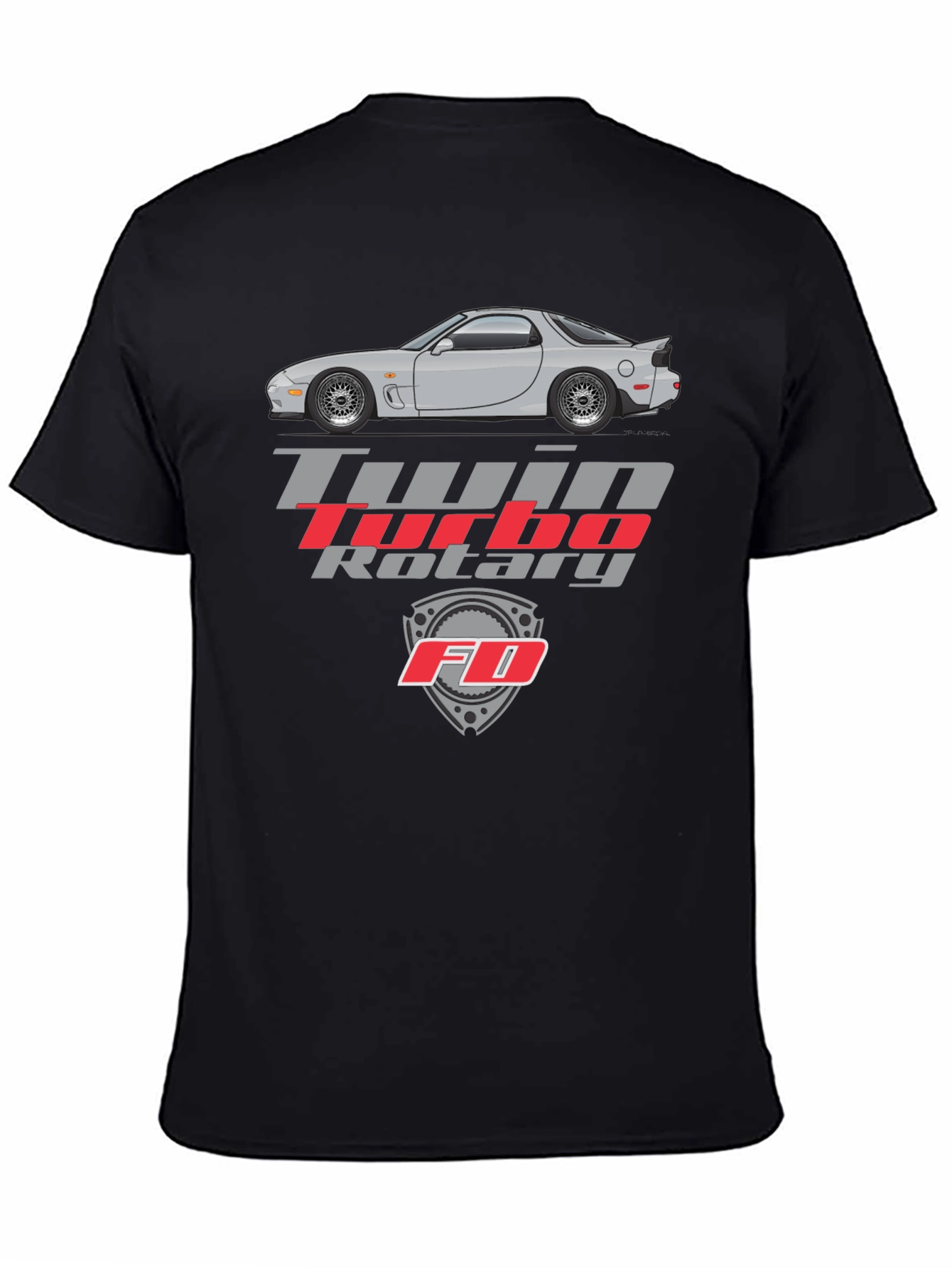 Twin Turbo Rotary FD Car Graphic Tee - Black