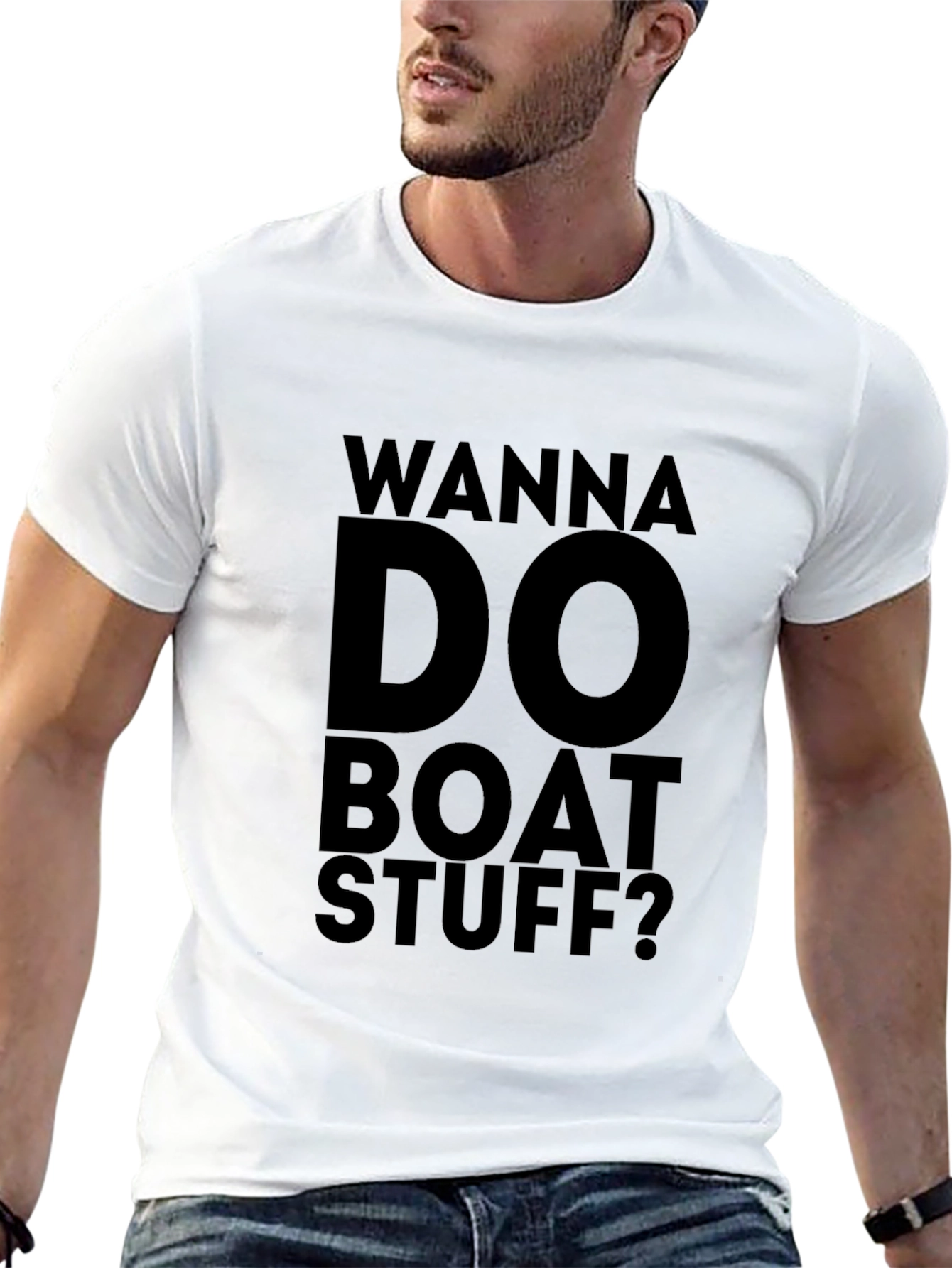 Wanna Do Boat Stuff? Graphic T-Shirt - Black
