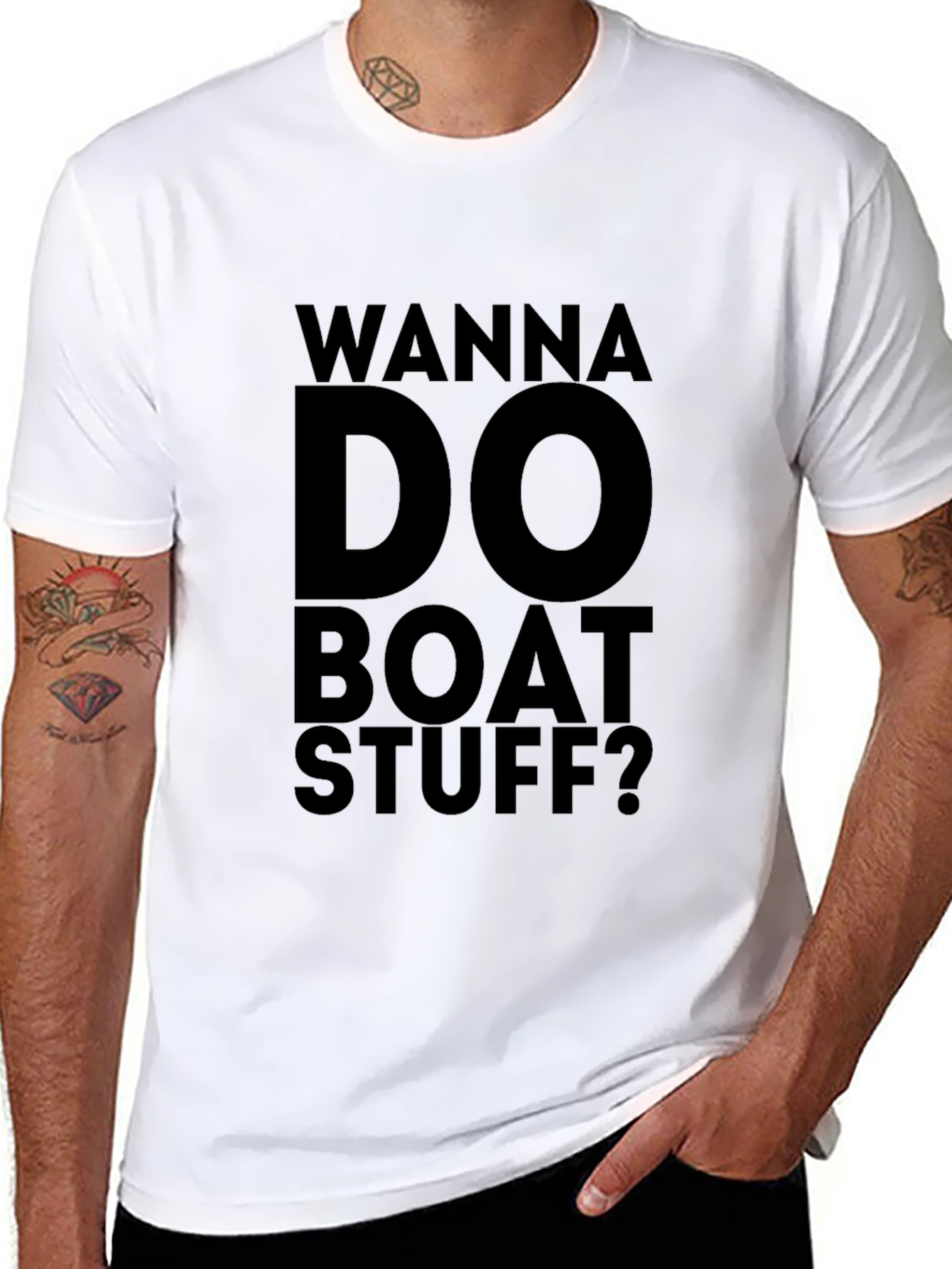 Wanna Do Boat Stuff? Graphic T-Shirt - Black