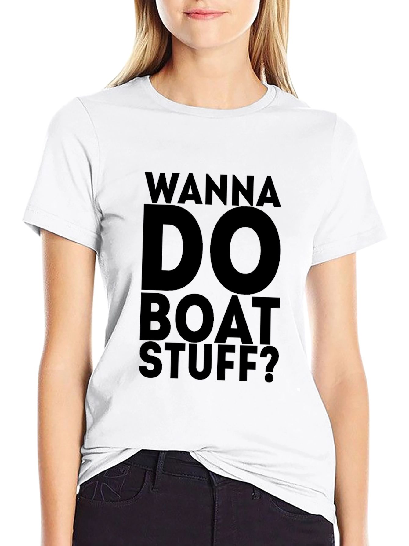 Wanna Do Boat Stuff? Graphic T-Shirt - Black