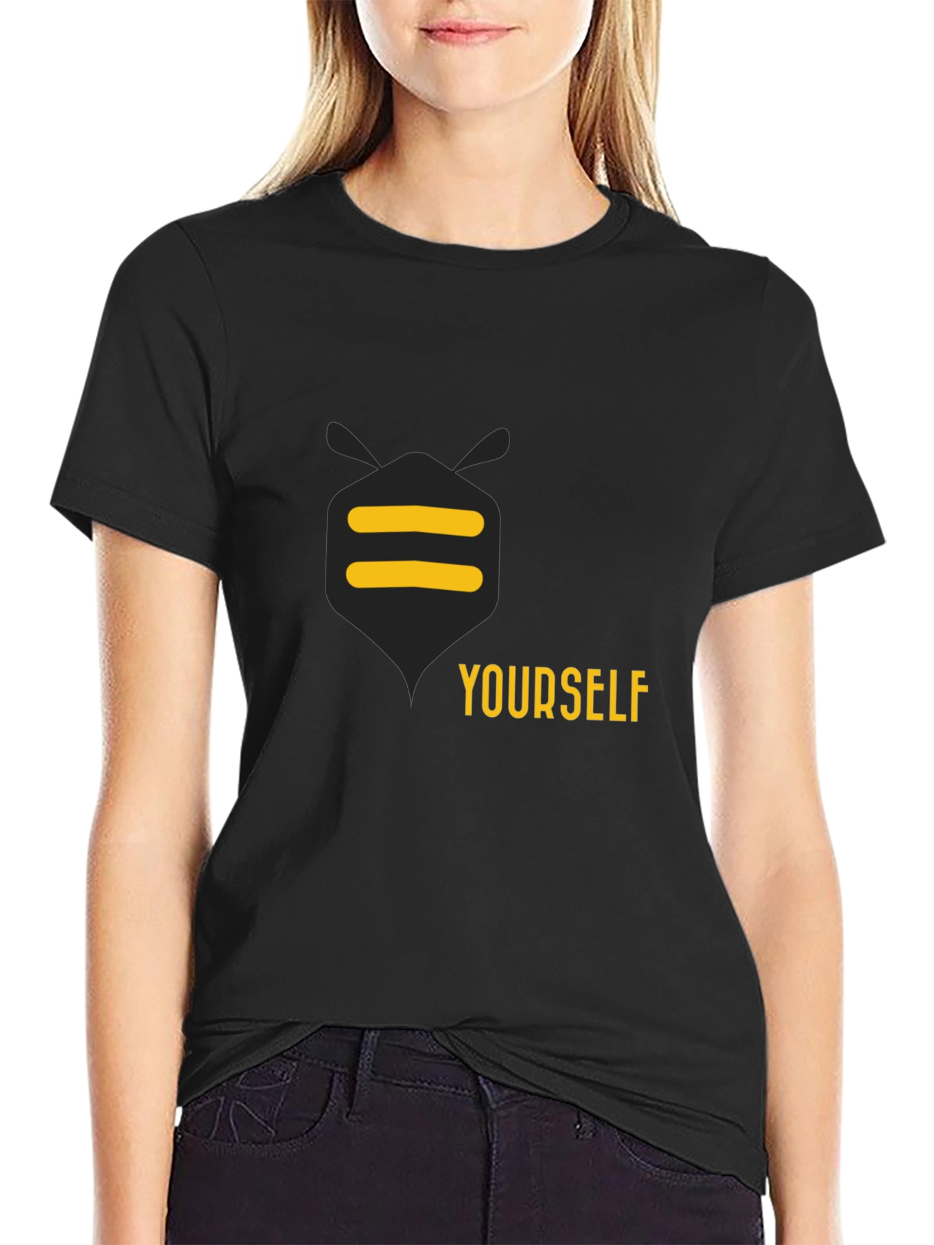 Be Yourself Graphic Tee - Black Cotton Casual T-Shirt
