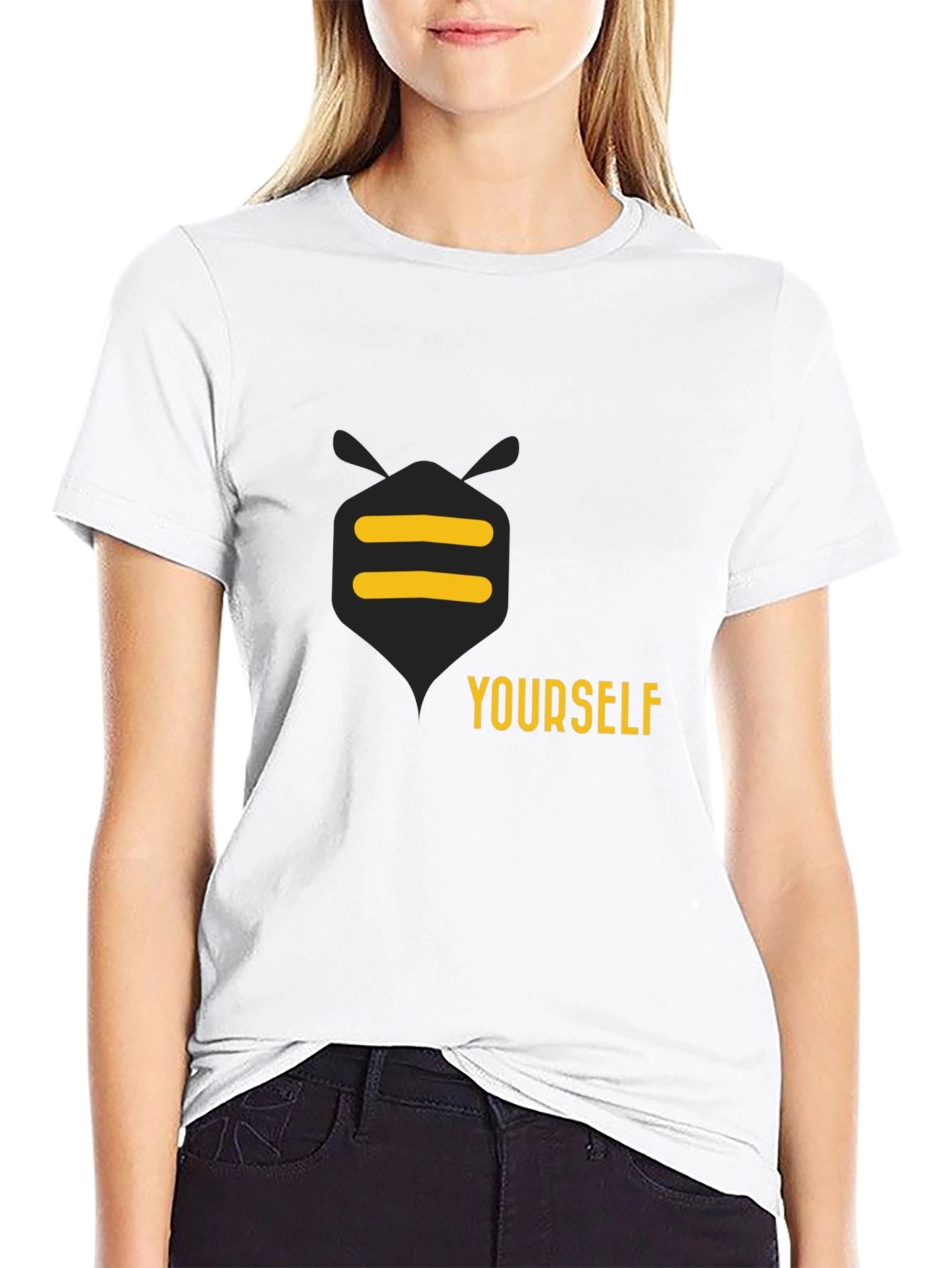 Be Yourself Graphic Tee - Black Cotton Casual T-Shirt