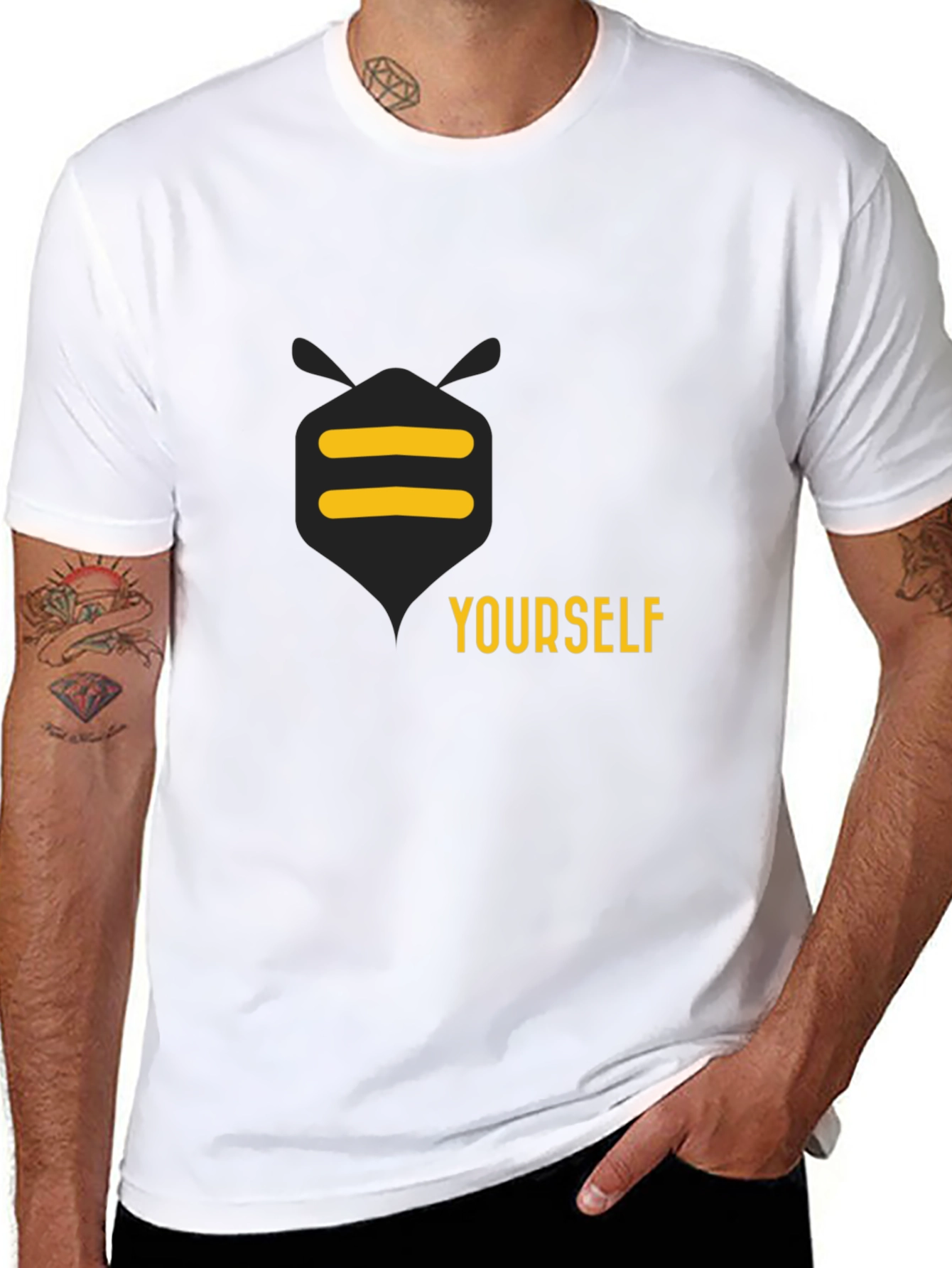 Be Yourself Graphic Tee - Black Cotton Casual T-Shirt