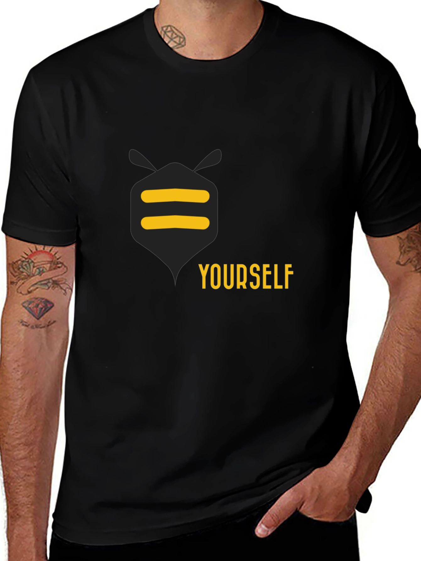 Be Yourself Graphic Tee - Black Cotton Casual T-Shirt
